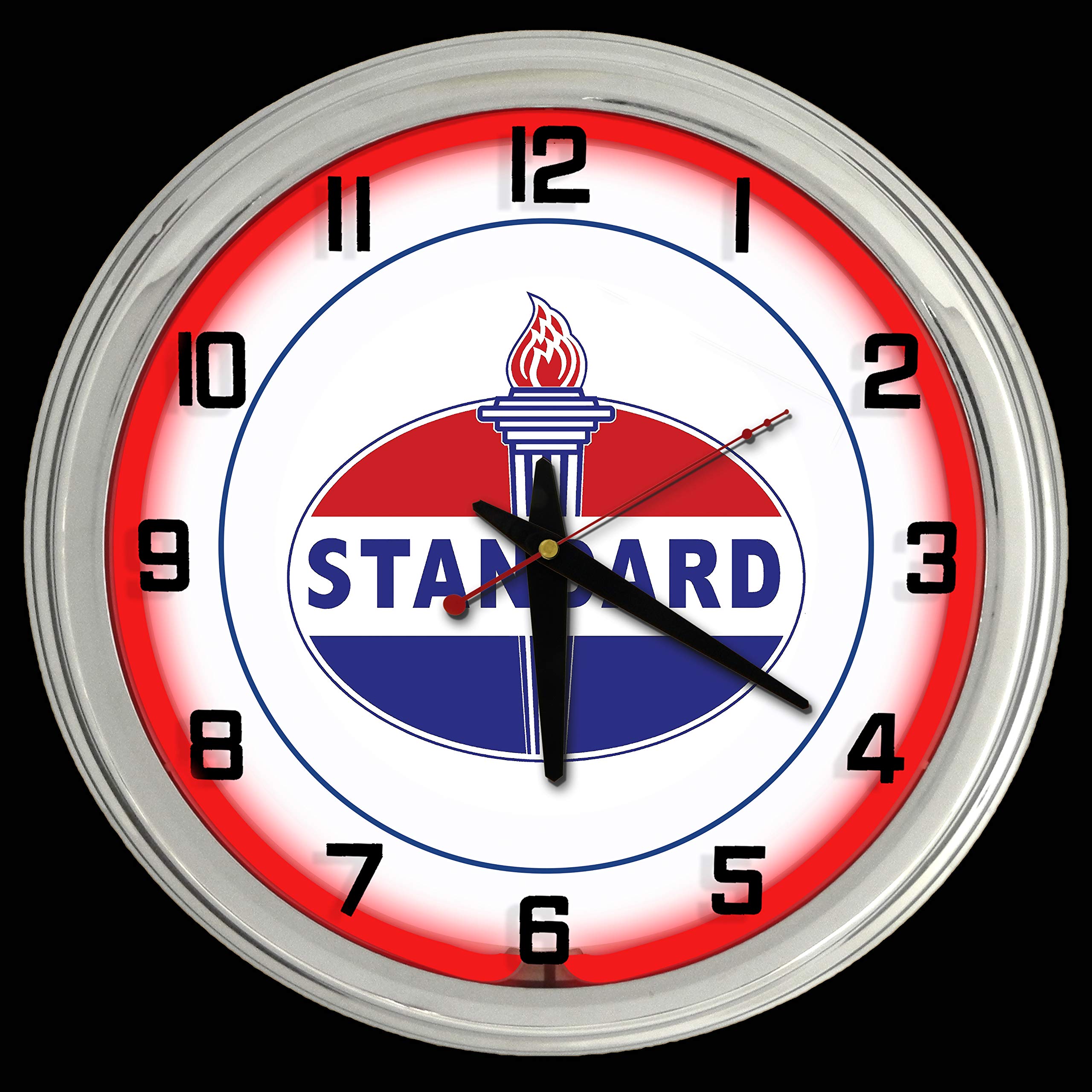 ELG Companies LLC16" Standard Oil Nostalgic Sign Red Neon Wall Clock Garage Man Cave