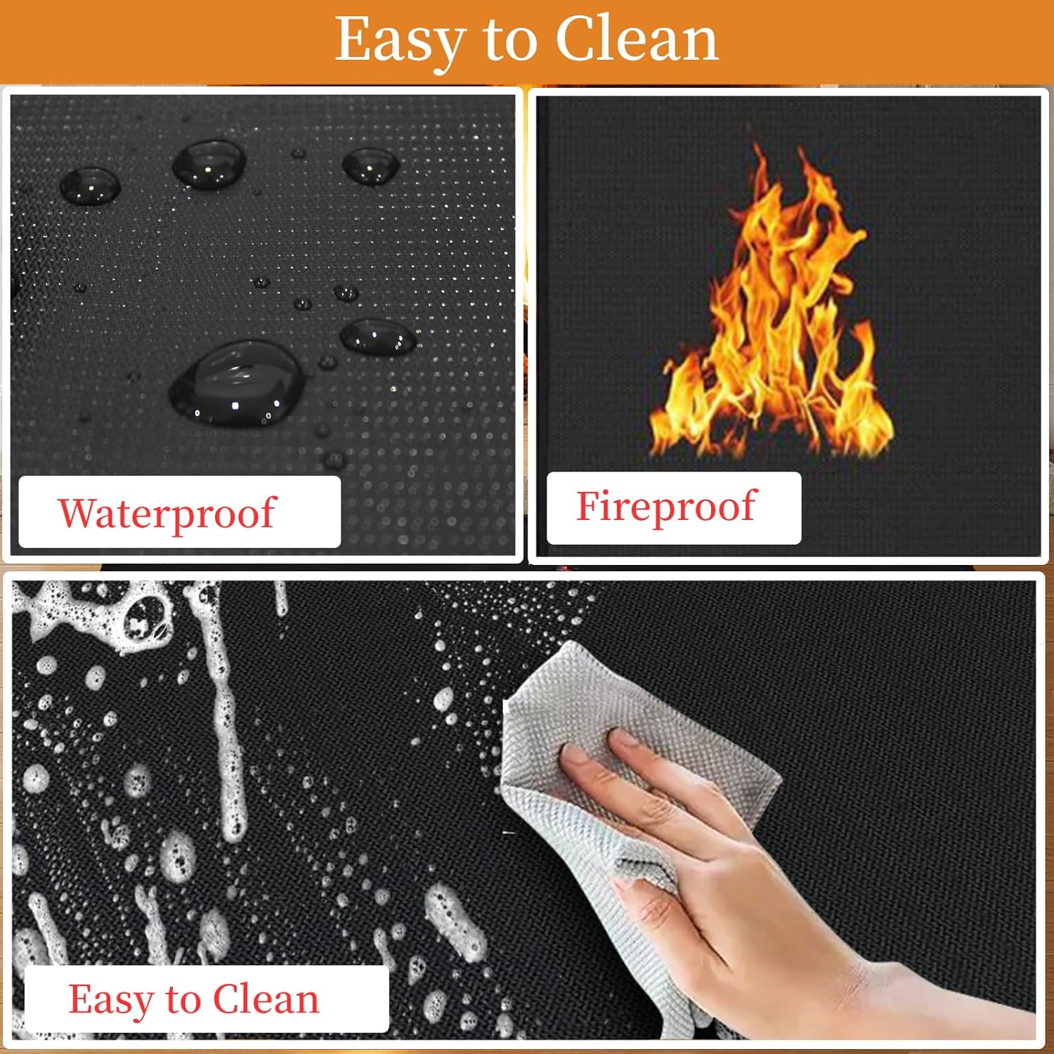 Fireplace Fireproof Mat 48×30 inch Heat Resistant Hearth Rug for Fireplace Floor Protection, Fire Pit & Wood Stove Mat, Non-Slip Fire Resistant Pad Protects Carpet & Hardwood Floors