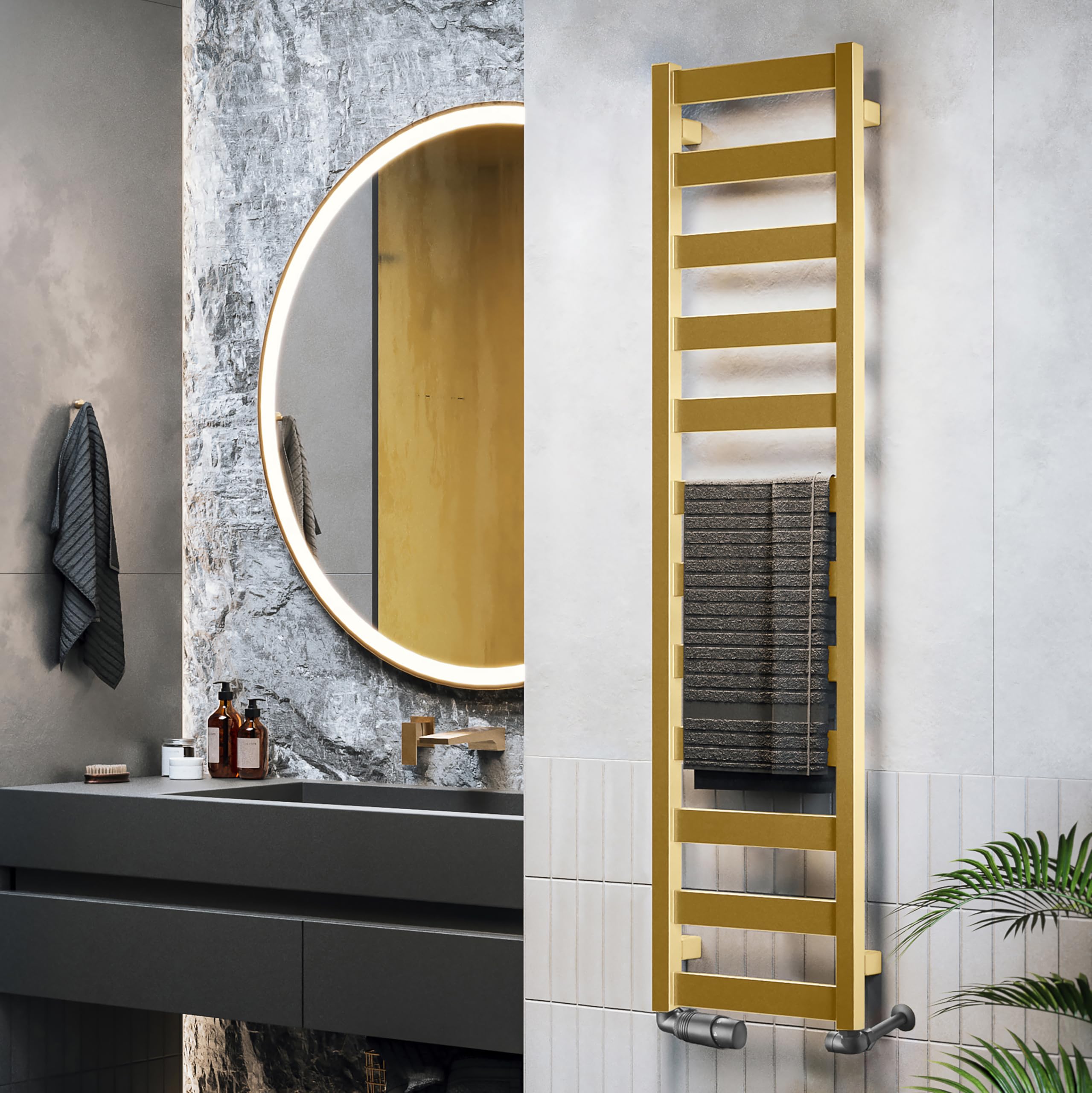 Terma Vivo Heated Towel Rail Brass 1215Btu 1390 X 300Mm