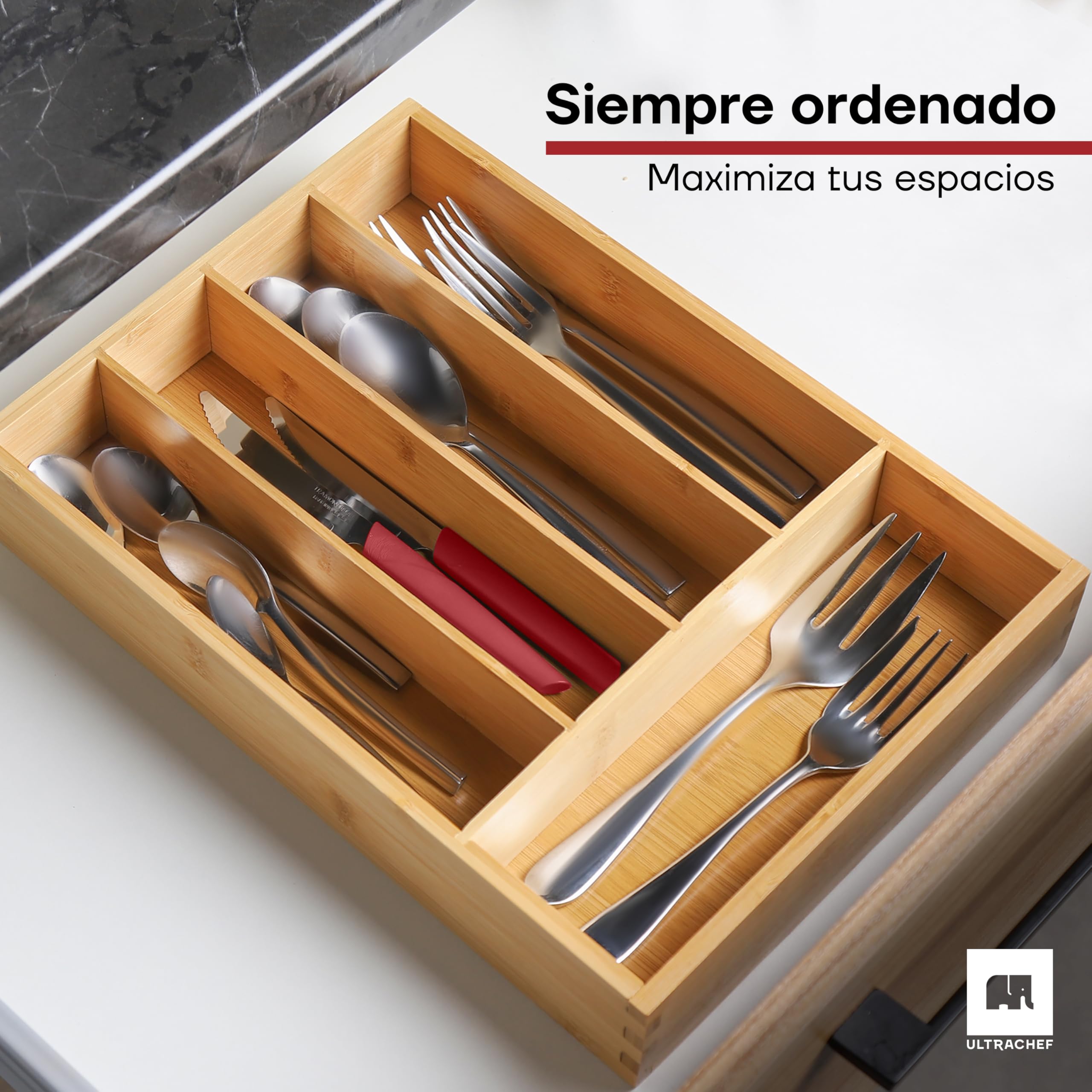 Para Cajon Organizador Cubiertos Para Cajon Cubertero, De Madera