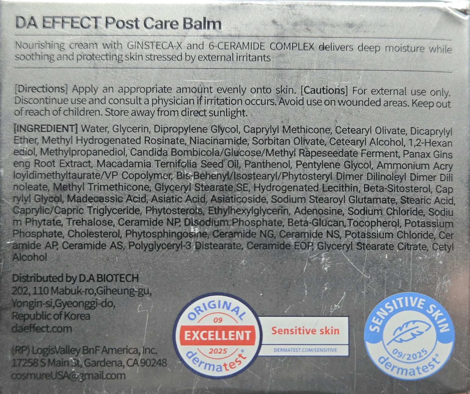 DA EFFECT - Post Care Balm, Advanced Barrier Repair Moisturizer & Hydrating Face Cream with GINSTECAX™, Soothes Sensitive Skin, Relieves Redness & Irritation, 30ml