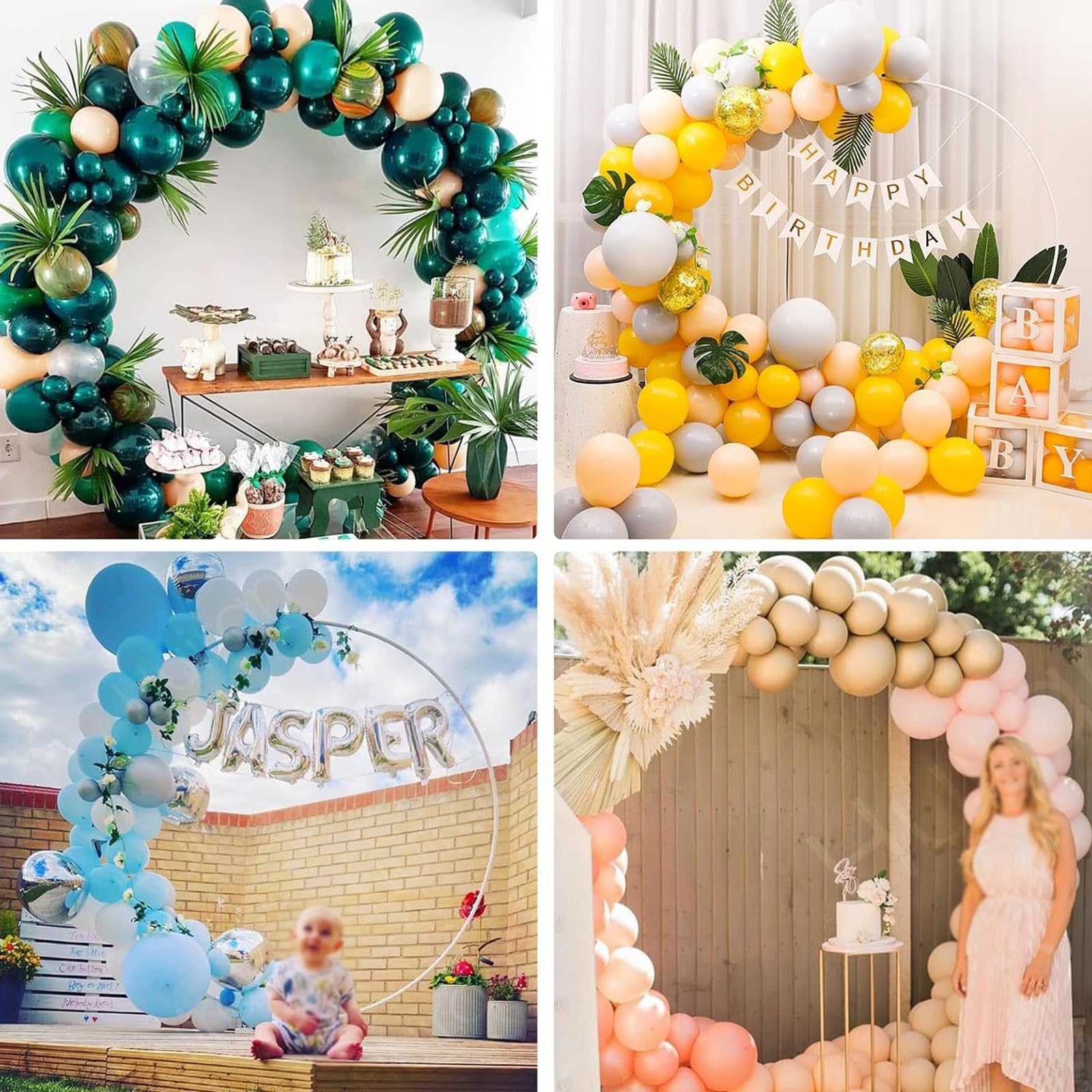 HJXGQJM Rundes Ballonbogen-Set, Goldener Metallballon-Kreisrahmen, Metallbogen, Hintergrund Für Hochzeitszeremonie, Fotoautomaten, Geburtstag, Party Dekoration，Eisen Hochzeitsbogen(Gold,120cm)