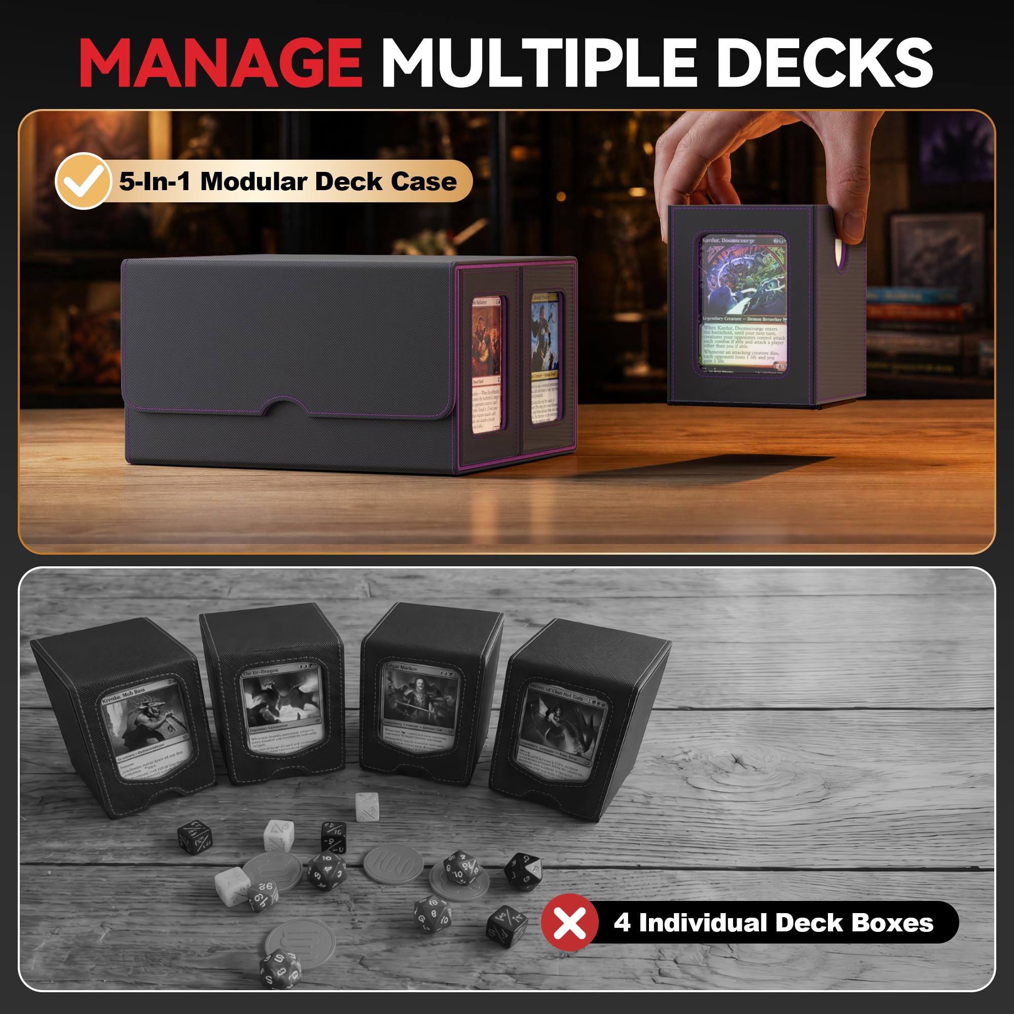 Kabinka - Caja para mazos de MTG y Commander, capacidad para más de 400 cartas con doble funda