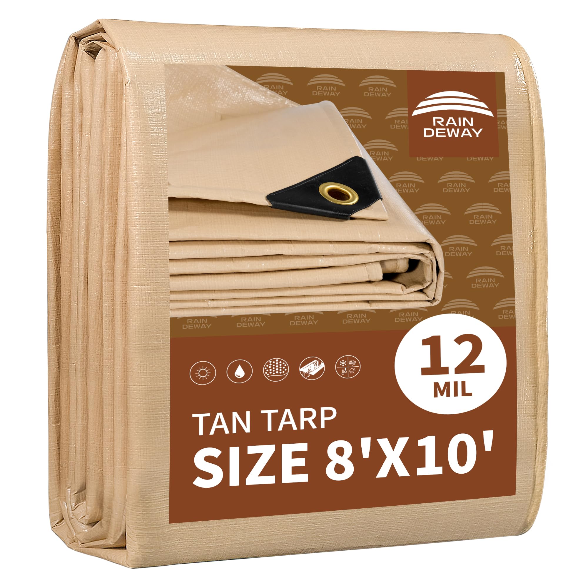 RAINDEWAY 12 Mil Tan Poly Tarp