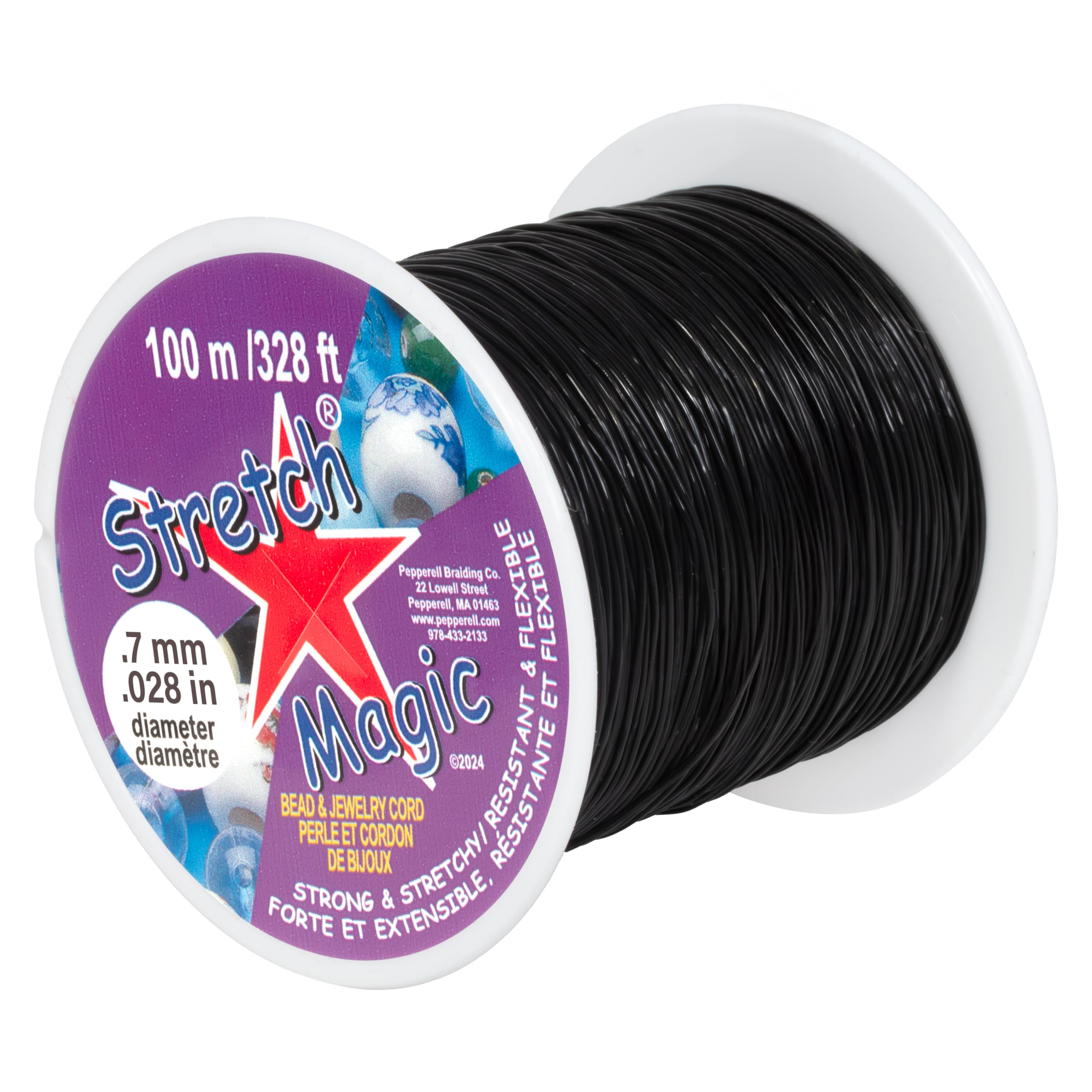 Stretch Magic Elastic Beading Cord – Black Color, 0.7mm in Diameter, 100-Meter (328 ft) - Easy to Knot, Strong & Stretchy String for Making Beaded Jewelry — image 1