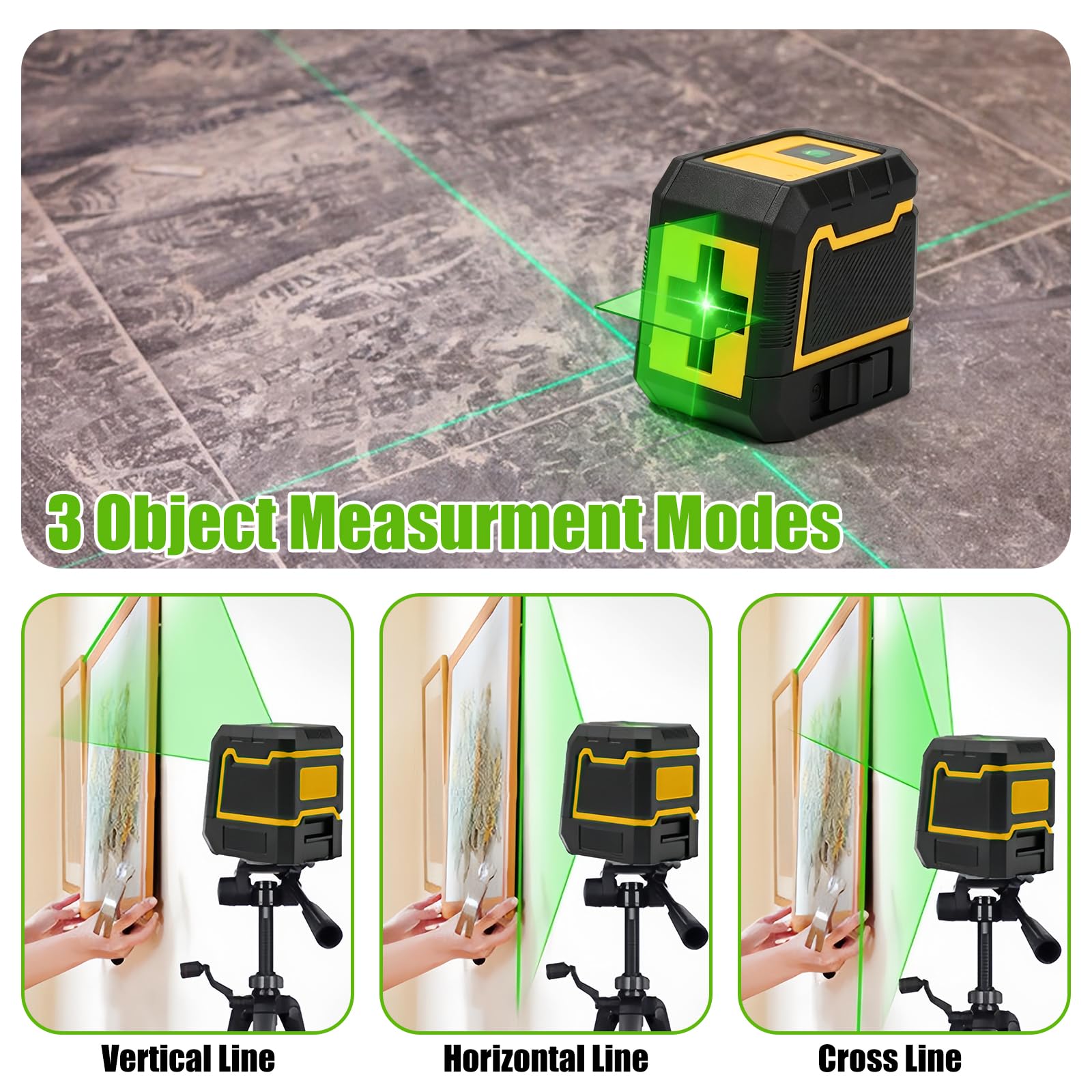 Livella laser a croce con treppiede, laser verde a croce, autolivellante a 360°, laserverticale e orizzontale, portata 30 m, lasera croce per interni ed esterni, fai da te