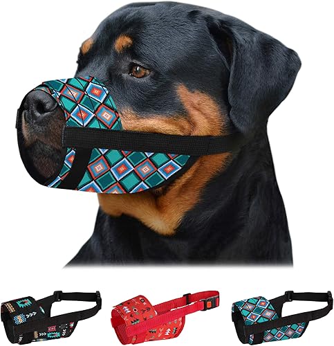 Miniatura 1 de CollarDirect Bozal para perro, ajustable, suave, transpirable, de nailon tribal, protector bucal para perros pequeños, medianos y grandes,