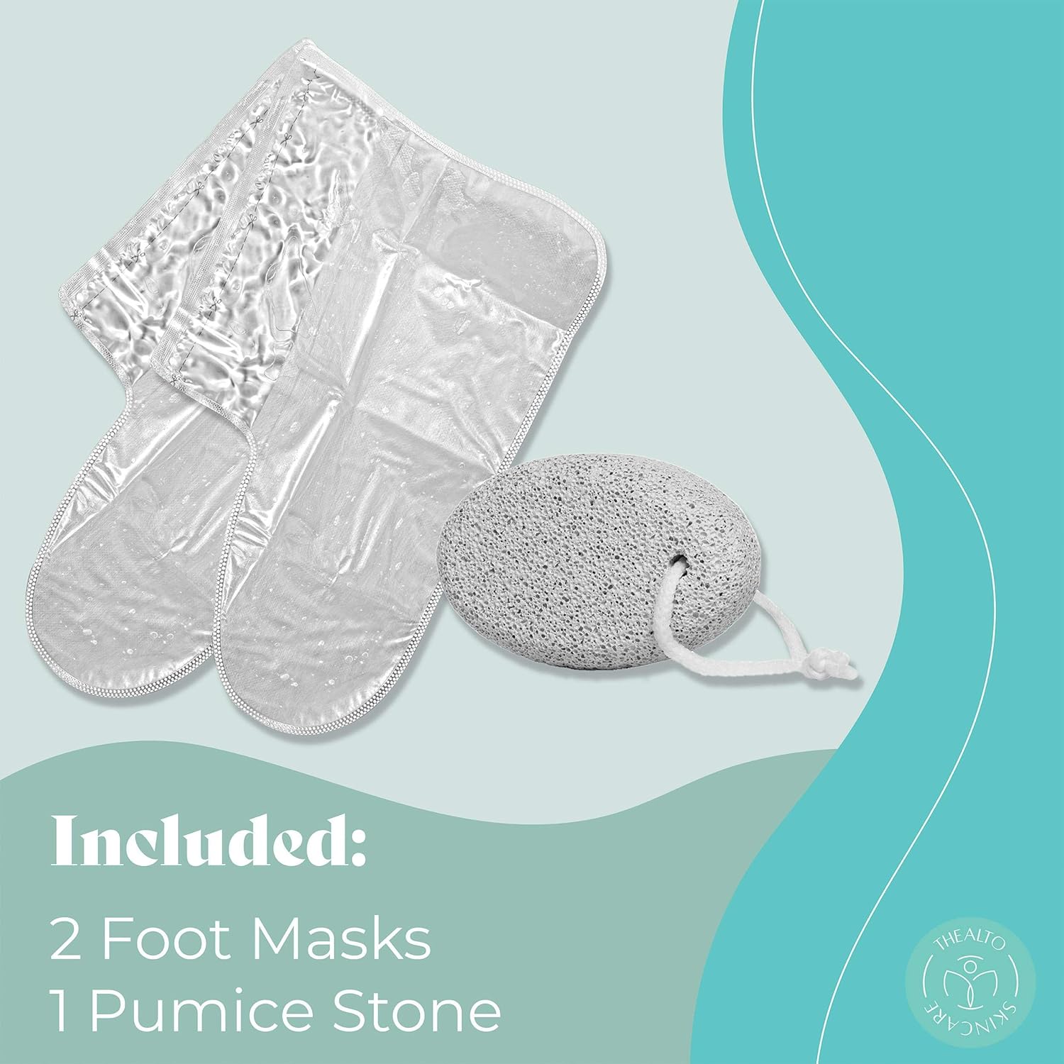 Foot Peel Mask with Pumice Stone, 2 Pack - For Dry, Cracked and Calloused Feet-Peppermint Scent - With Plant Extract for Baby Soft Feet - Home Spa Treatment