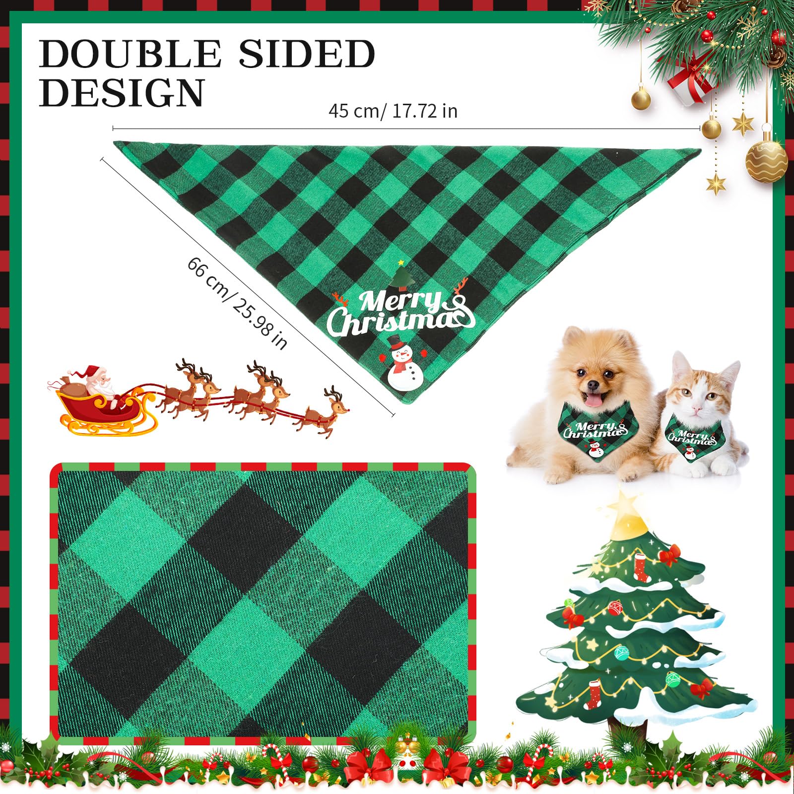 Weihnachts-Hundehalstücher – 2er Set Karo-Schals Für Hunde & Katzen | Verstellbar, Waschbar, Für Kleine Bis Große Haustiere