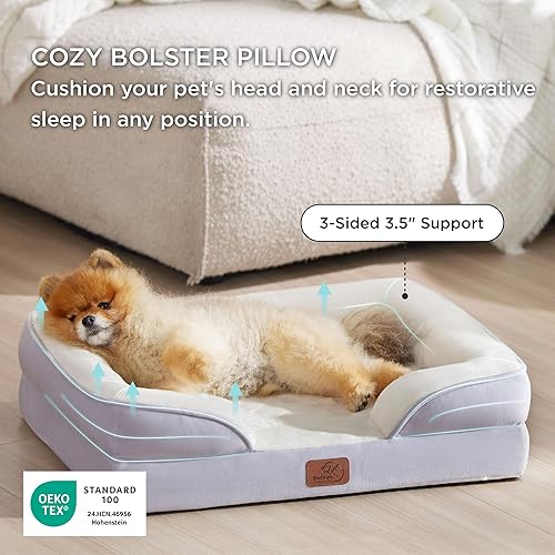 Vista 360 de Bedsure - Cama ortopédica mediana para perros, sofá cama impermeable para perros medianos, espuma de soporte con funda extraíble y lavable, forro
