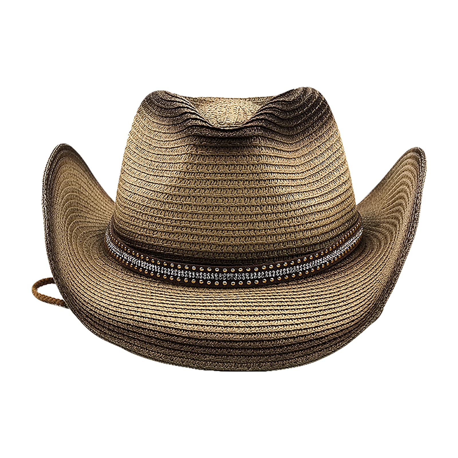 TINAYAUE Chapeau de Cowboy Chapeau de Soleil Chapeau Western en Cuir de Vachette Cow-Boy Chapeau de Jazz Protection du Soleil Bonnet de Voyage Extérieur Chapeau Casuel Femme Homme