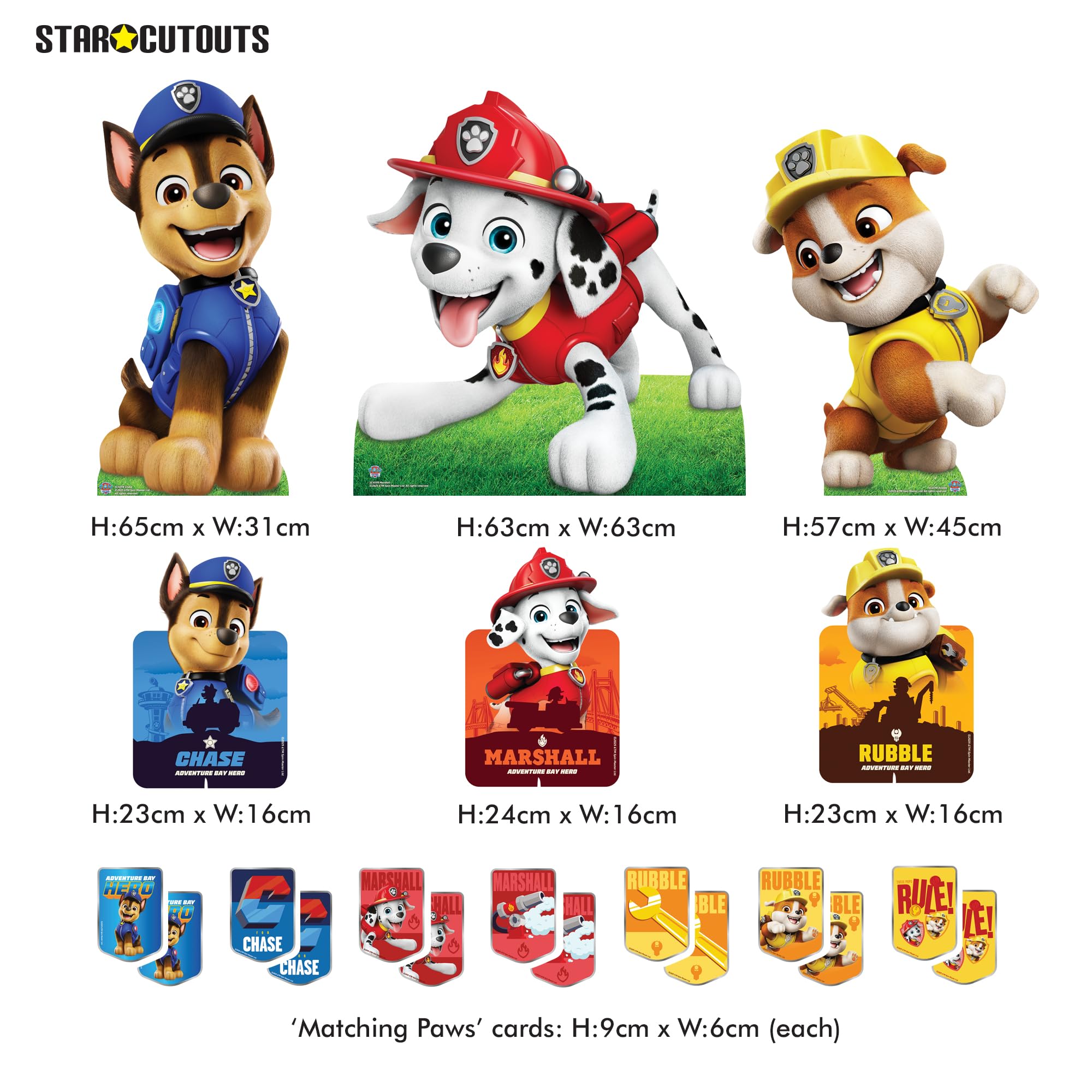 Star Cutouts SC4598 Chase Marshall und Rubble Paw Patrol Multi-Pack Pappaufsteller Höhe 66 cm – ideal für Paw Patrol Thema, Partys, Geburtstage & Fans, Raumdekorationen und Veranstaltungen