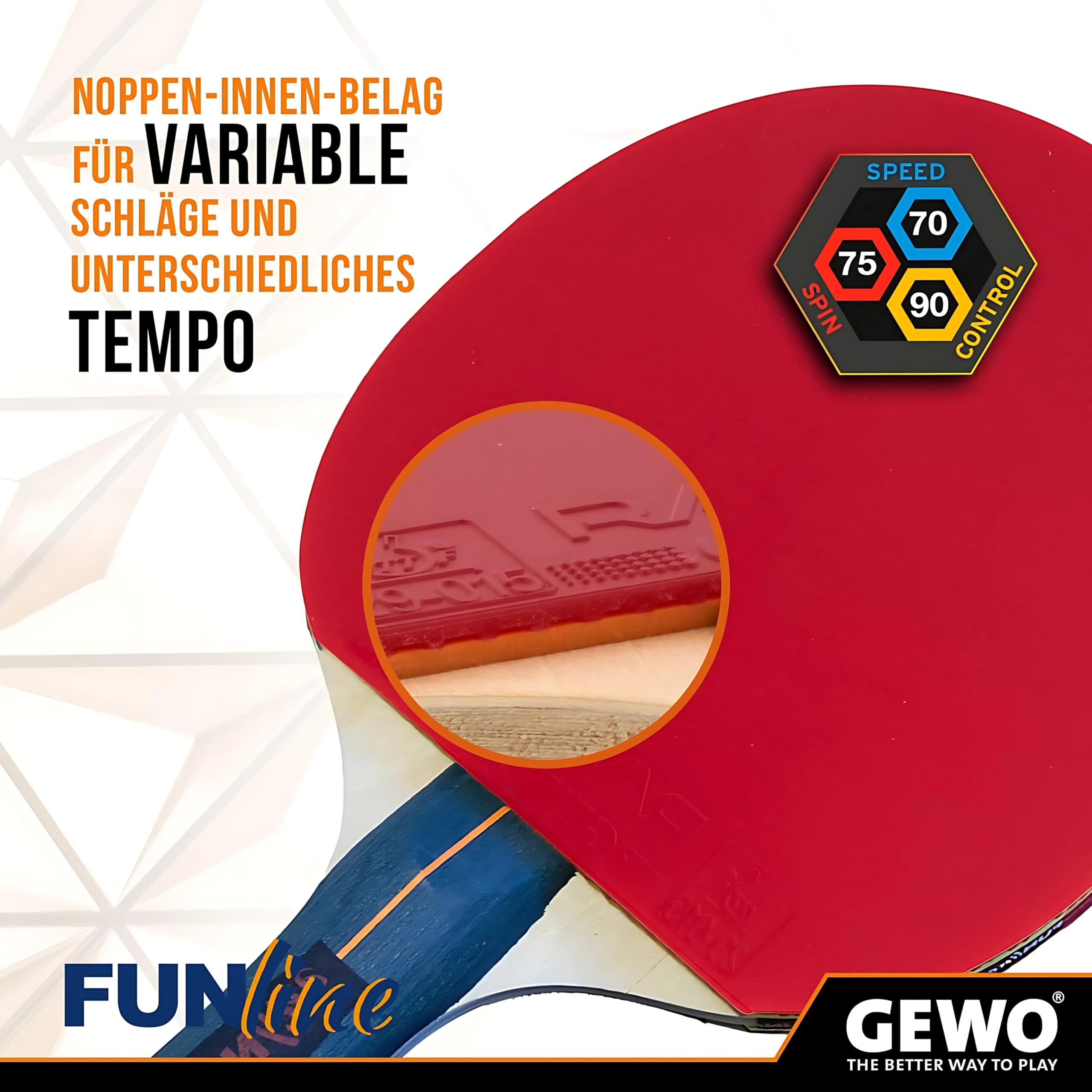 GEWO Family & Friends Tischtennisschläger-Set - 4 Tischtennisschläger für Hobby und Freizeit mit 8 TT-Bällen und praktischer Aufbewahrungstasche - Komplettschläger mit Raver Belag, Griff konkav