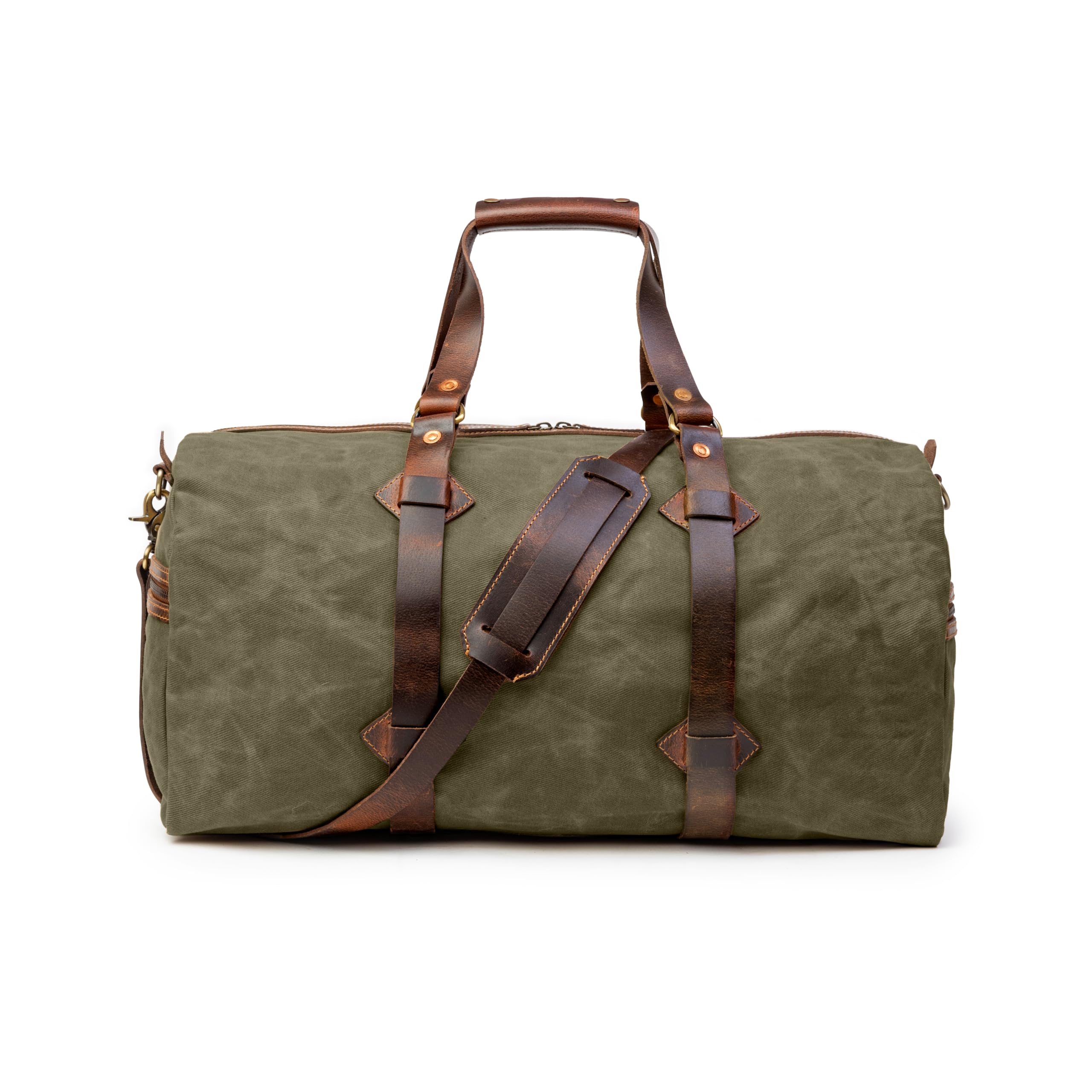 DRAKENSBERG Zestaw/2 woskowe płótno Weekender Cody & kosmetyczka Liam, Zielony las, Handgepäck 20 Zoll, Zabytkowe | 50 l, skóra bawola, męska, wodoodporna, wytrzymała, ręcznie wykonana, Heritage