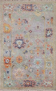 Rug Source Transitional Collection, 3x5 Oushak Rug, Hand Knotted Greys & Charcoal Floral Rug, Oriental 100% Wool Carpet for Foyer, Entryway and Hallway
