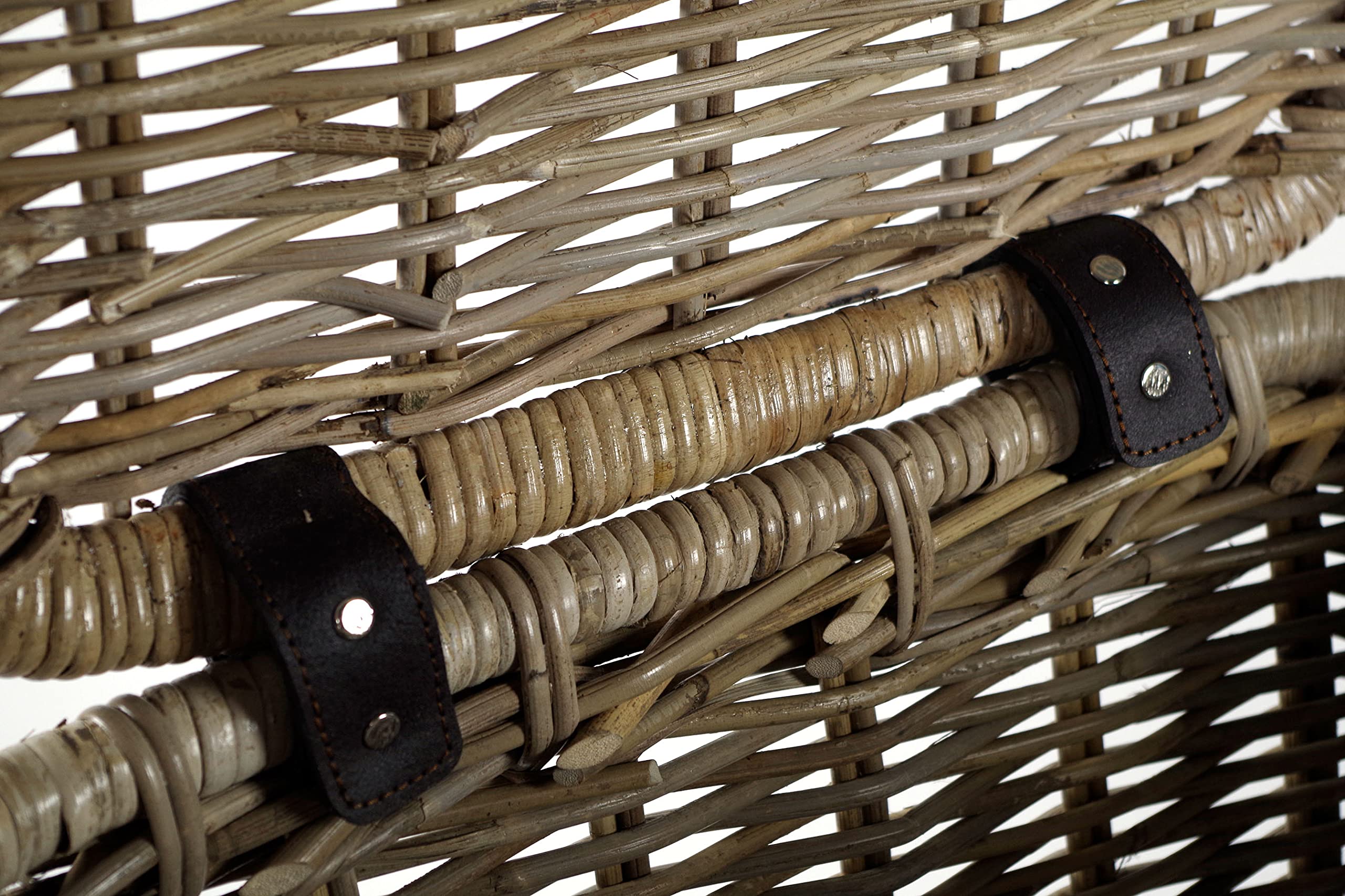 Kobolo Aufbewahrungskorb aus Rattan mit Deckel 39x27x40 cm Grau