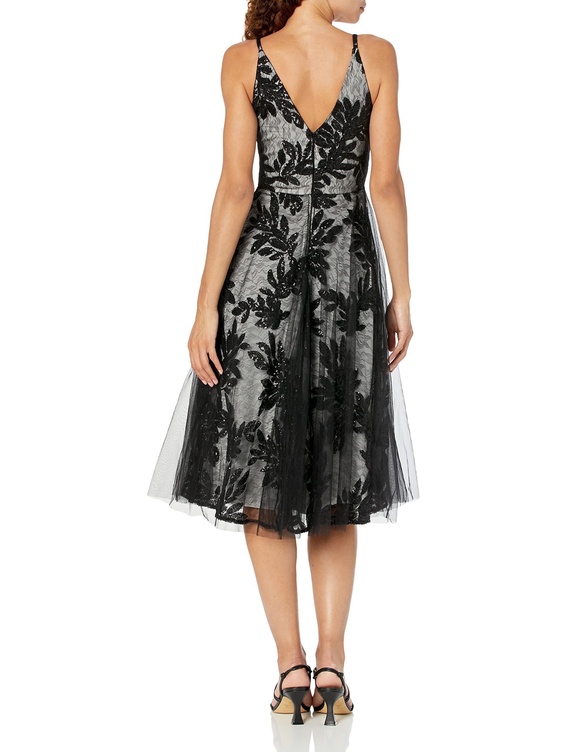 Courtney Sequin Overlay Dress: XX-Small Black-white