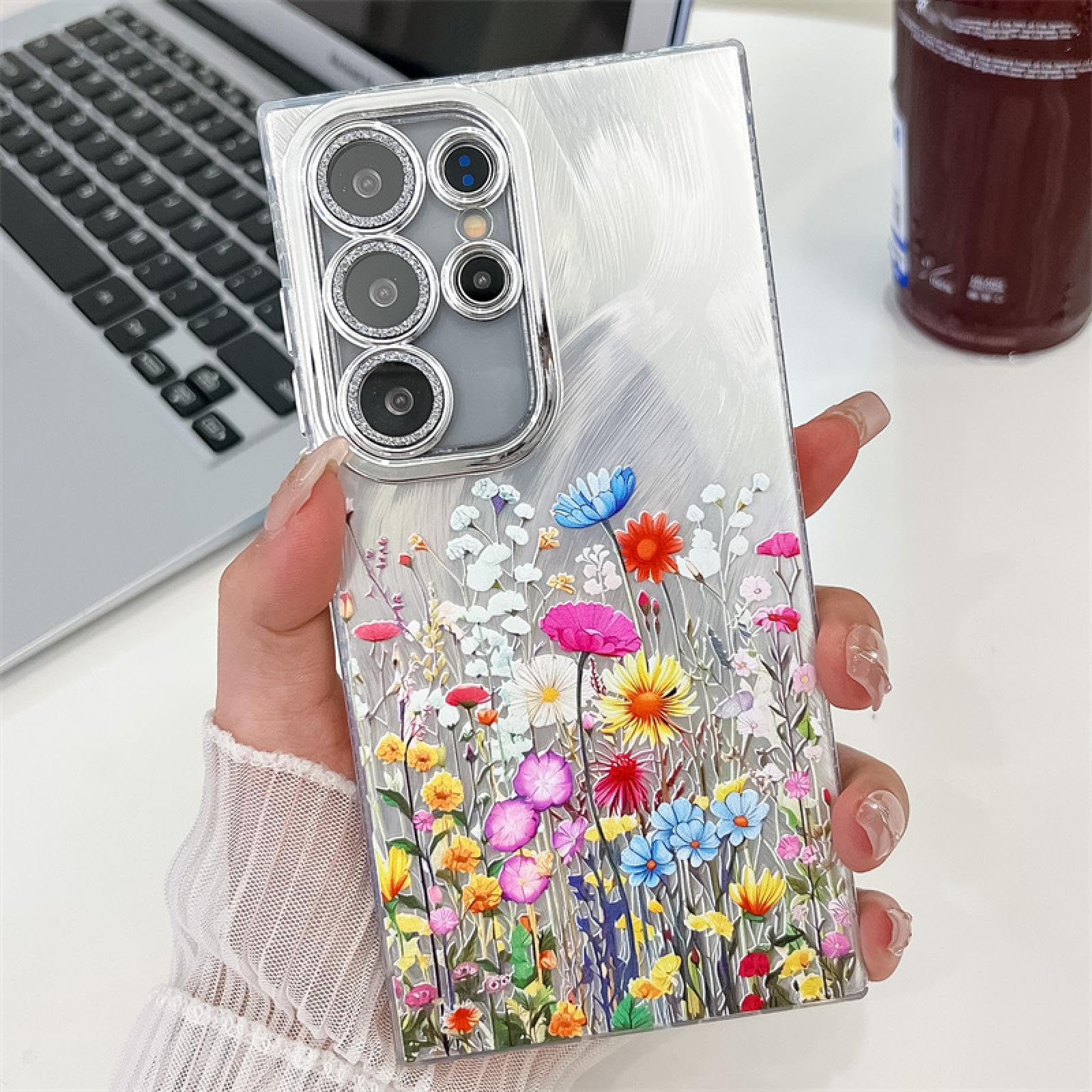 Coque Samsung A55 rigide anti-rayure en polycarbonate floral robuste SH4 - 7