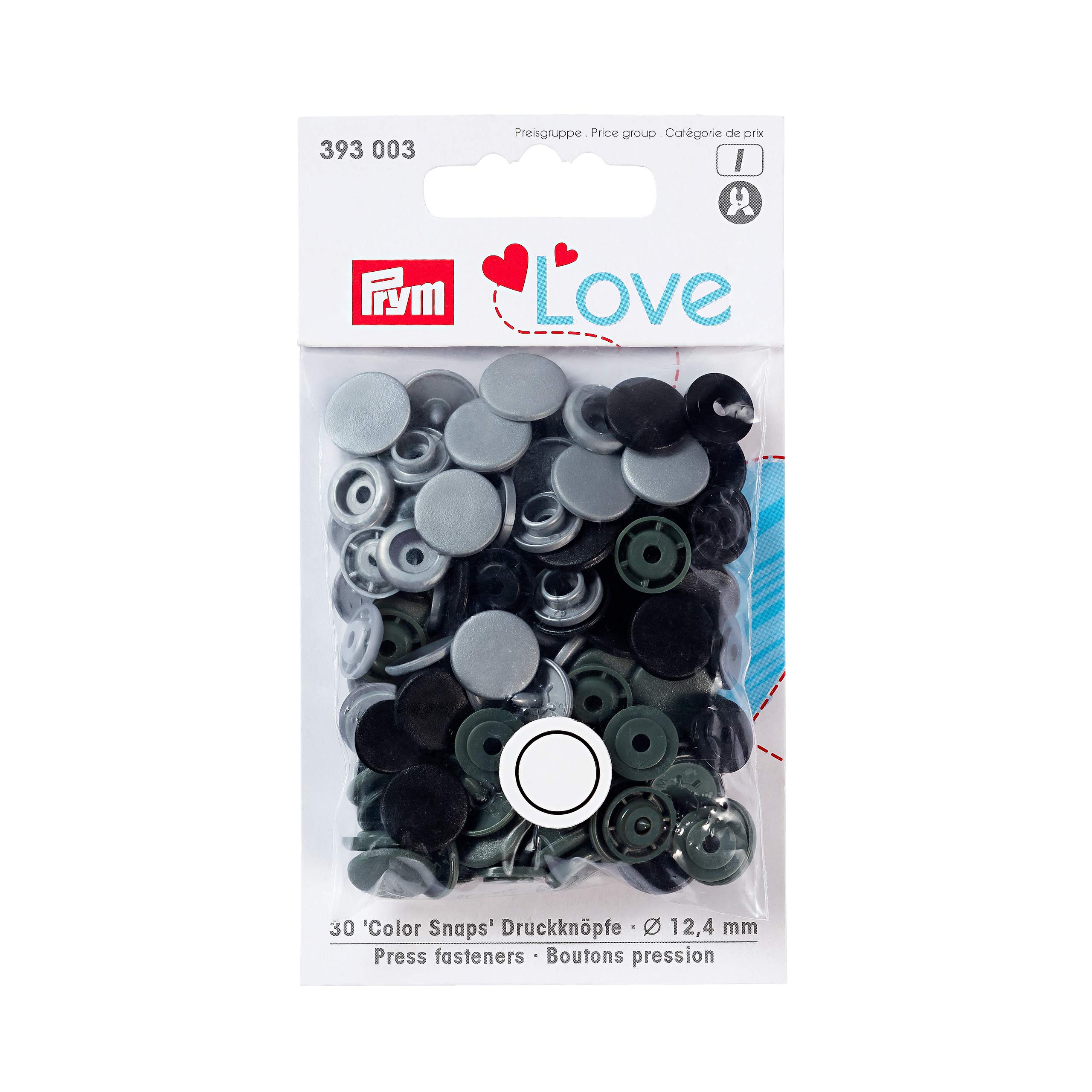 Prym Love Color snap Fastener - Plastic, 12.44 mm, Grey