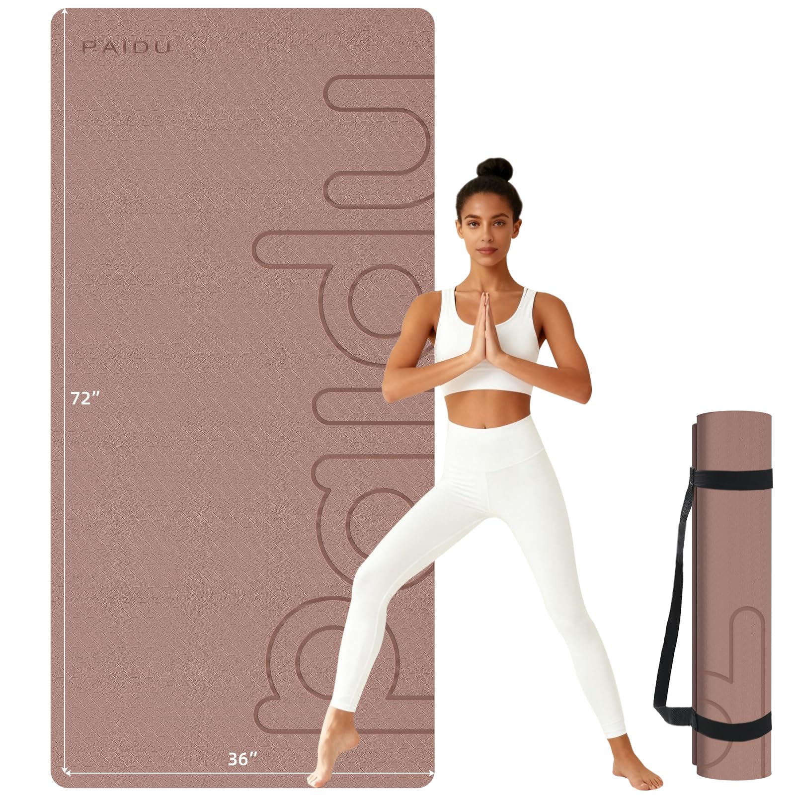 PAIDU Large Yoga Mat, 72"x36"x2/5" POE Non-Slip Exercise Mat