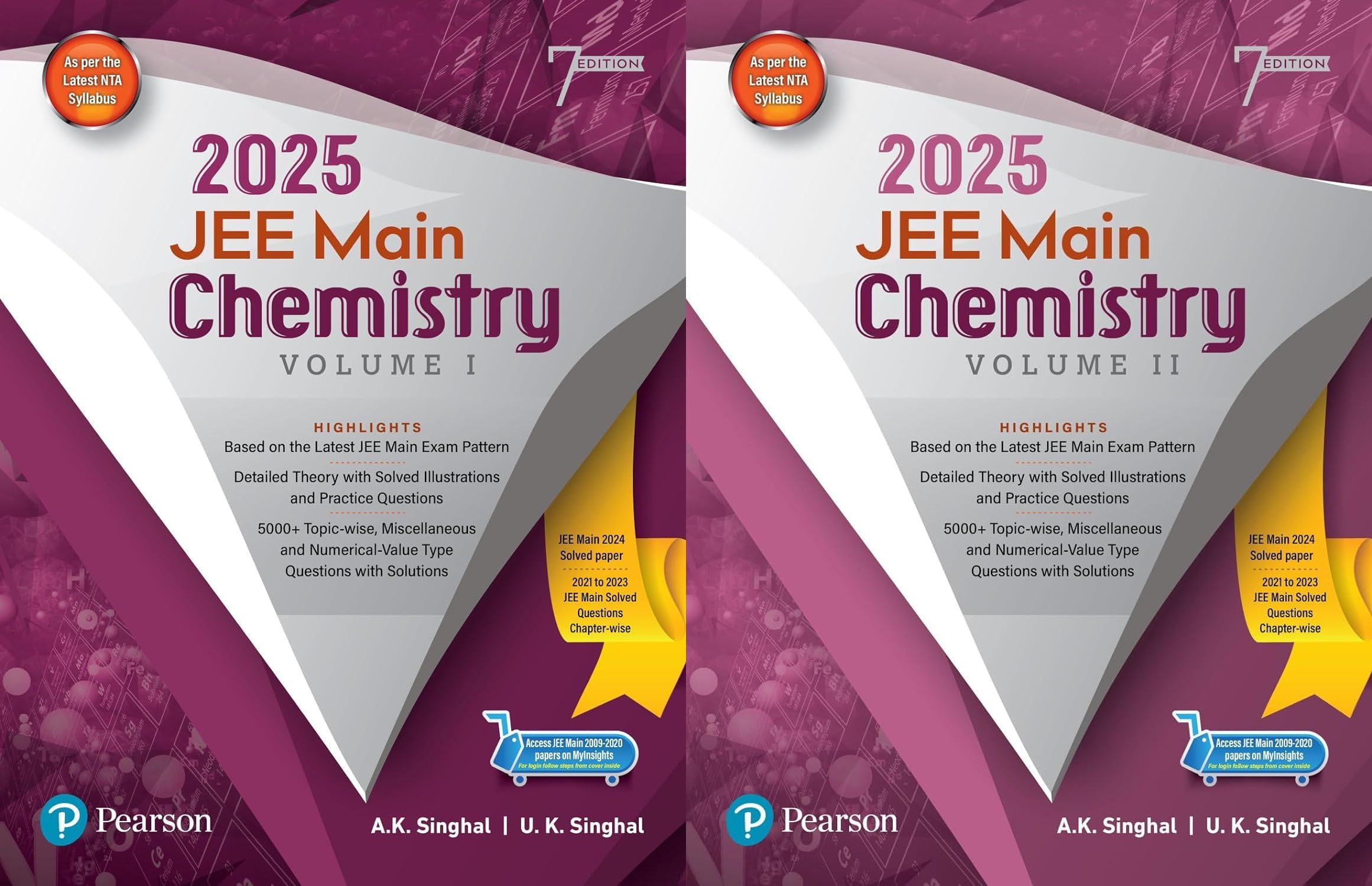 P.E.A.R.S.O.N. - JEE Mains Chemistry - Vol 1 & 2 - Set of 2 Books - with 2021-24 Solved PYQs + QR Code for Online Resources - For 2025 Exams [ENGLISH MEDIUM]