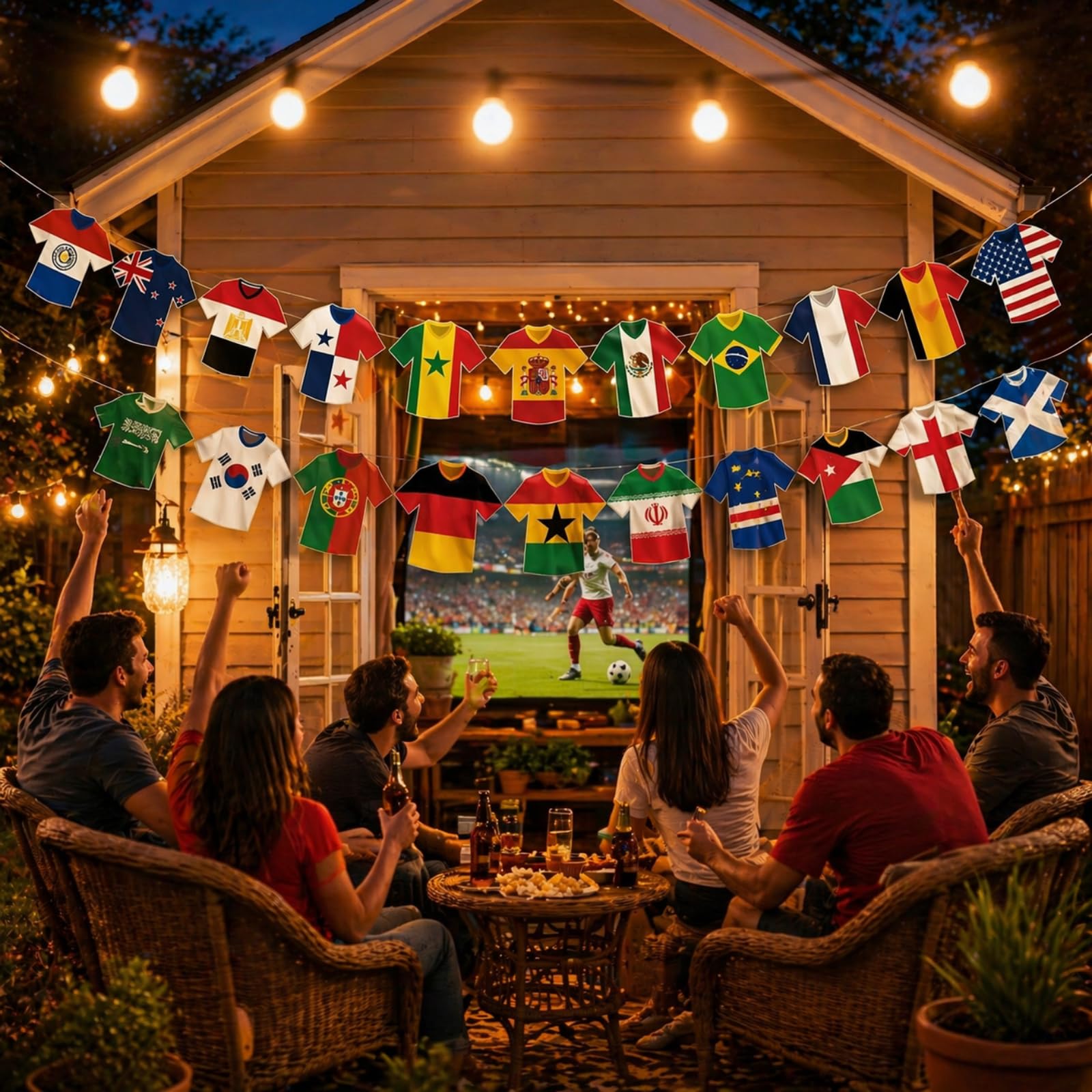 World Cup Football 2026 Decorations Banner Jersey Flags, Football World Cup 2026 Party Supplies, World Cup Wall Decor 2026 for Home Office Pub, Soccer Watch Party Decorations for Fans, BBQ — view 2