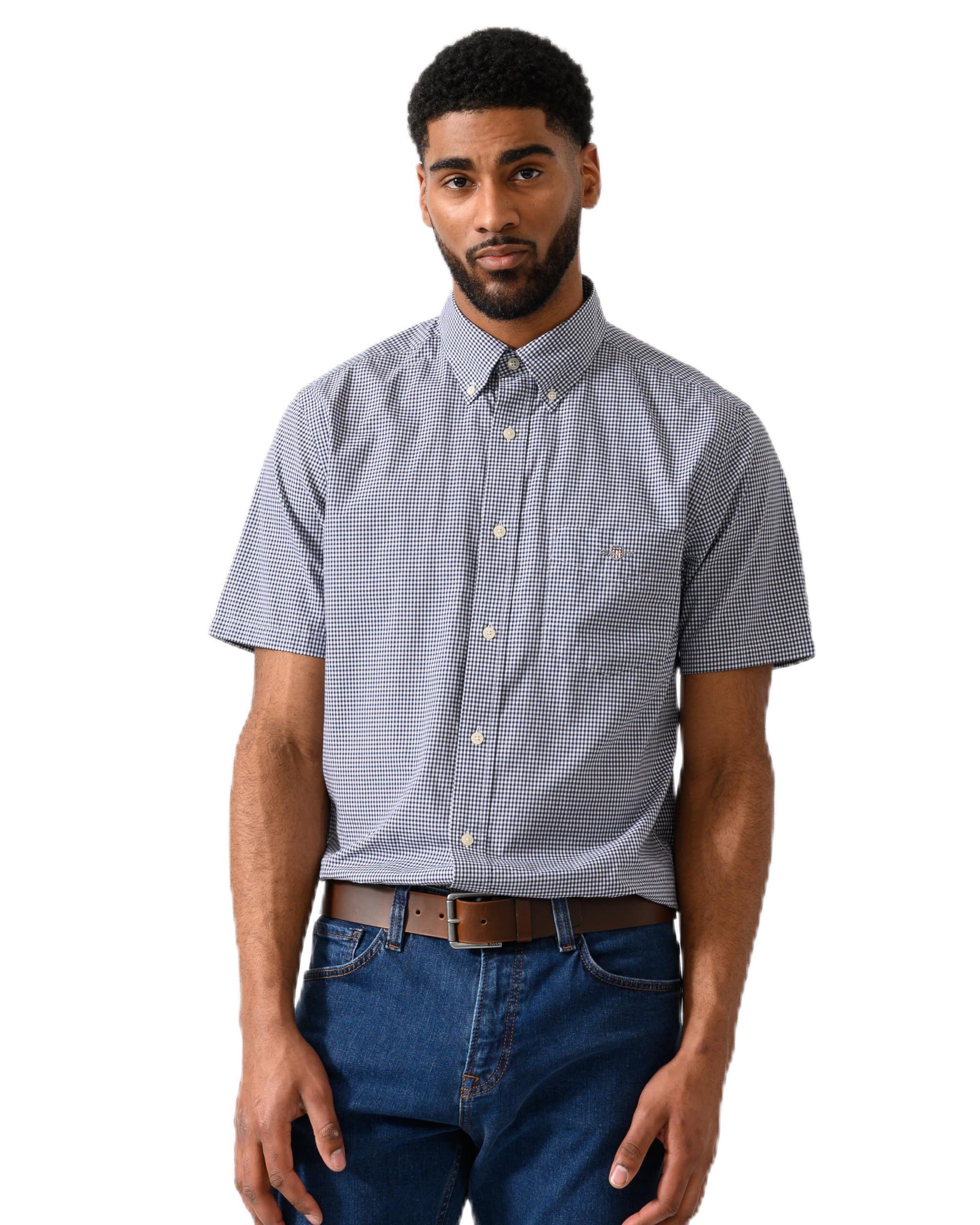 GANT REG Classic POPLIN GINGH SS Shirt Persian Blue