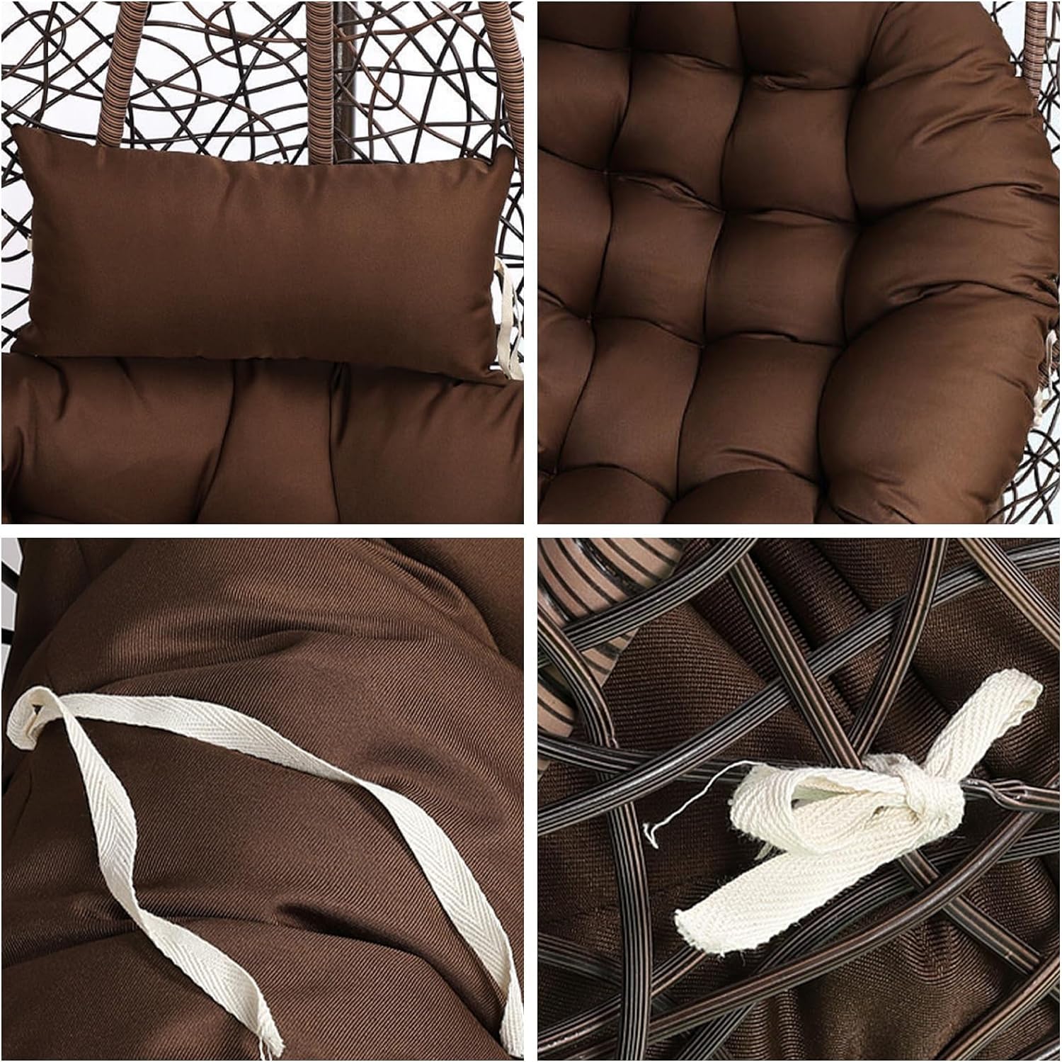 Outdoor Swing Cushion Double Egg Chair Cushion with Pillow 2 Seats Waterproof Removable Thickened Hanging Mattress Replacement with Pillow for Home Reading Balcony Backyard (Color : Blue)