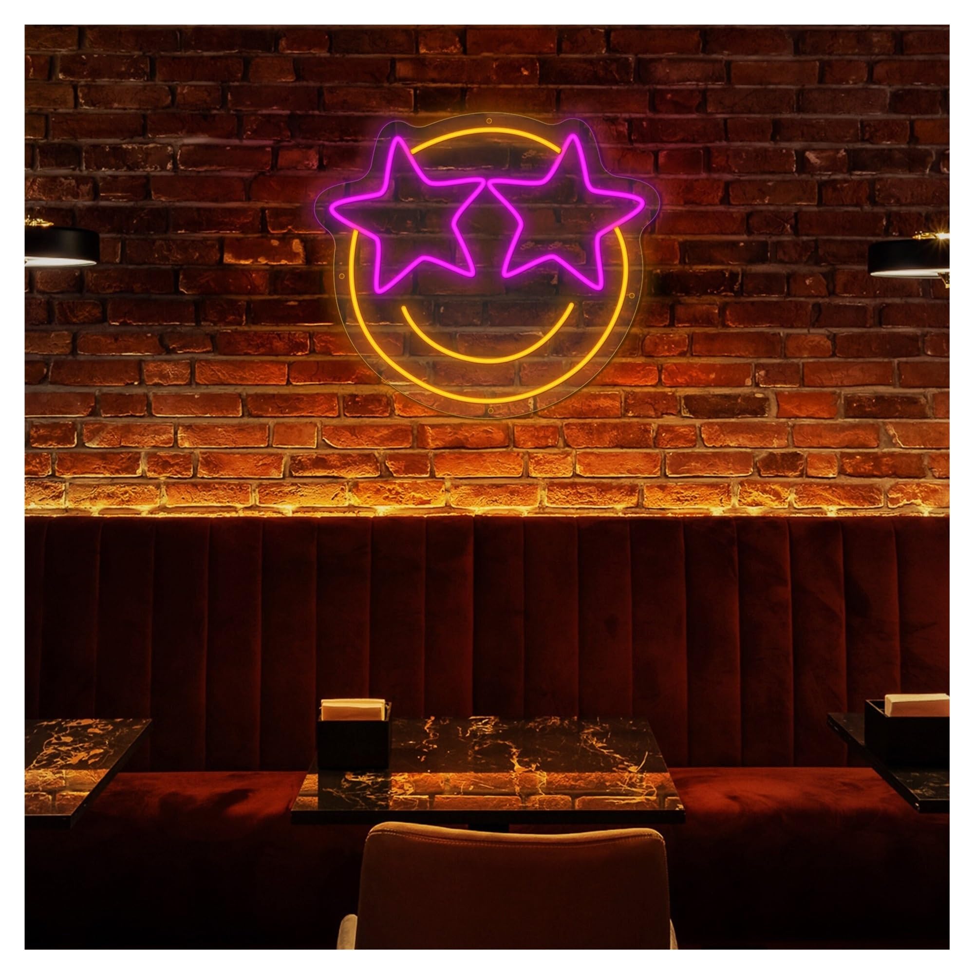Shouxi B Sign Lamp Smiley Face Neon Sign, Cute, Kids Room Decor, Light For Dorm 34Cmx38cm(B)
