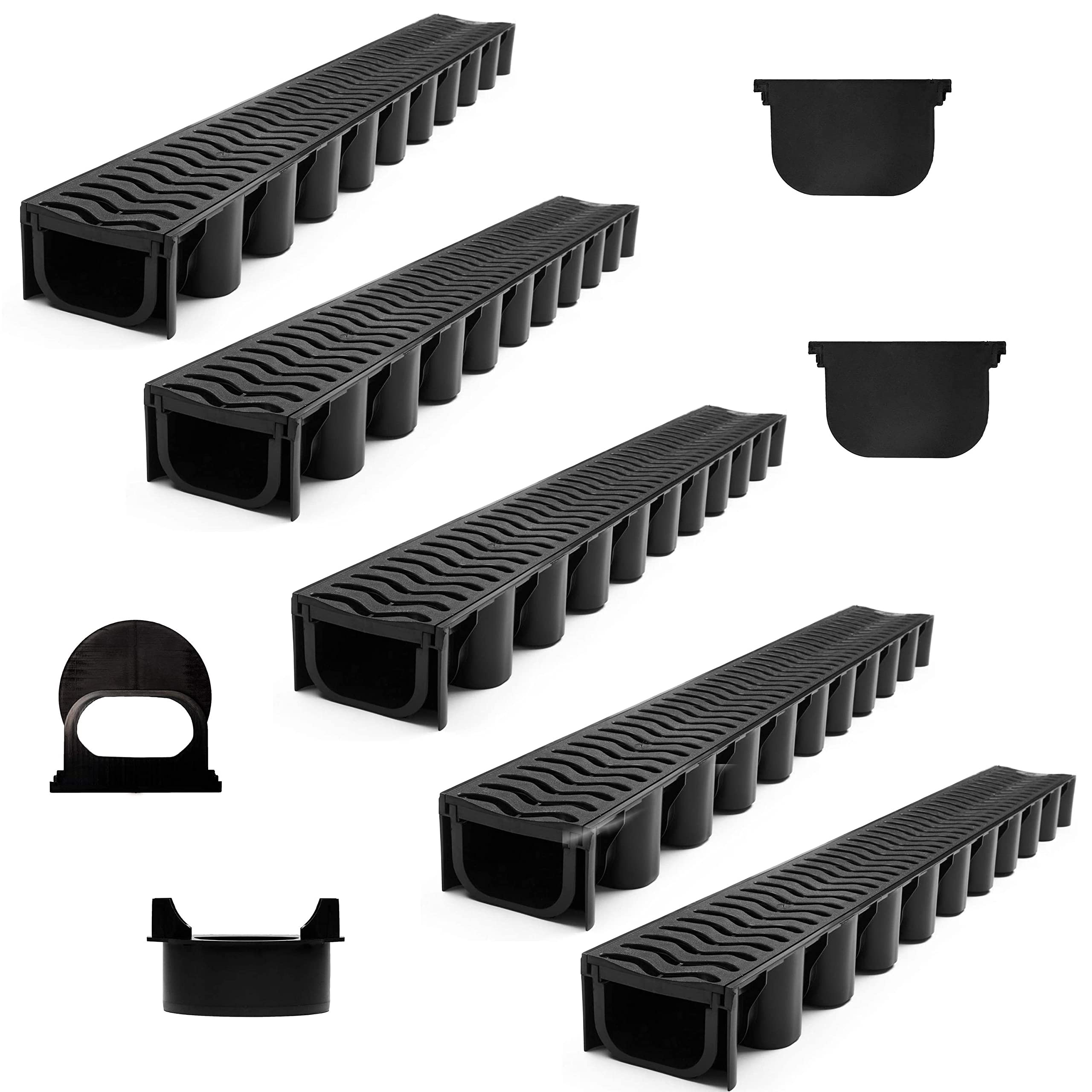 5 x Heavy Duty A15 Linear Storm Water Shallow Flow Channel Drainage PVC Channel Driveway Aco Drain 1 metre