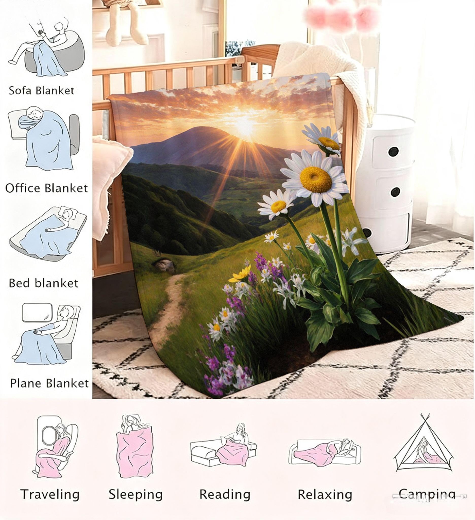 3D Druck Fleecedecke für Zwei 220x240 cm Grüner Berg a1476