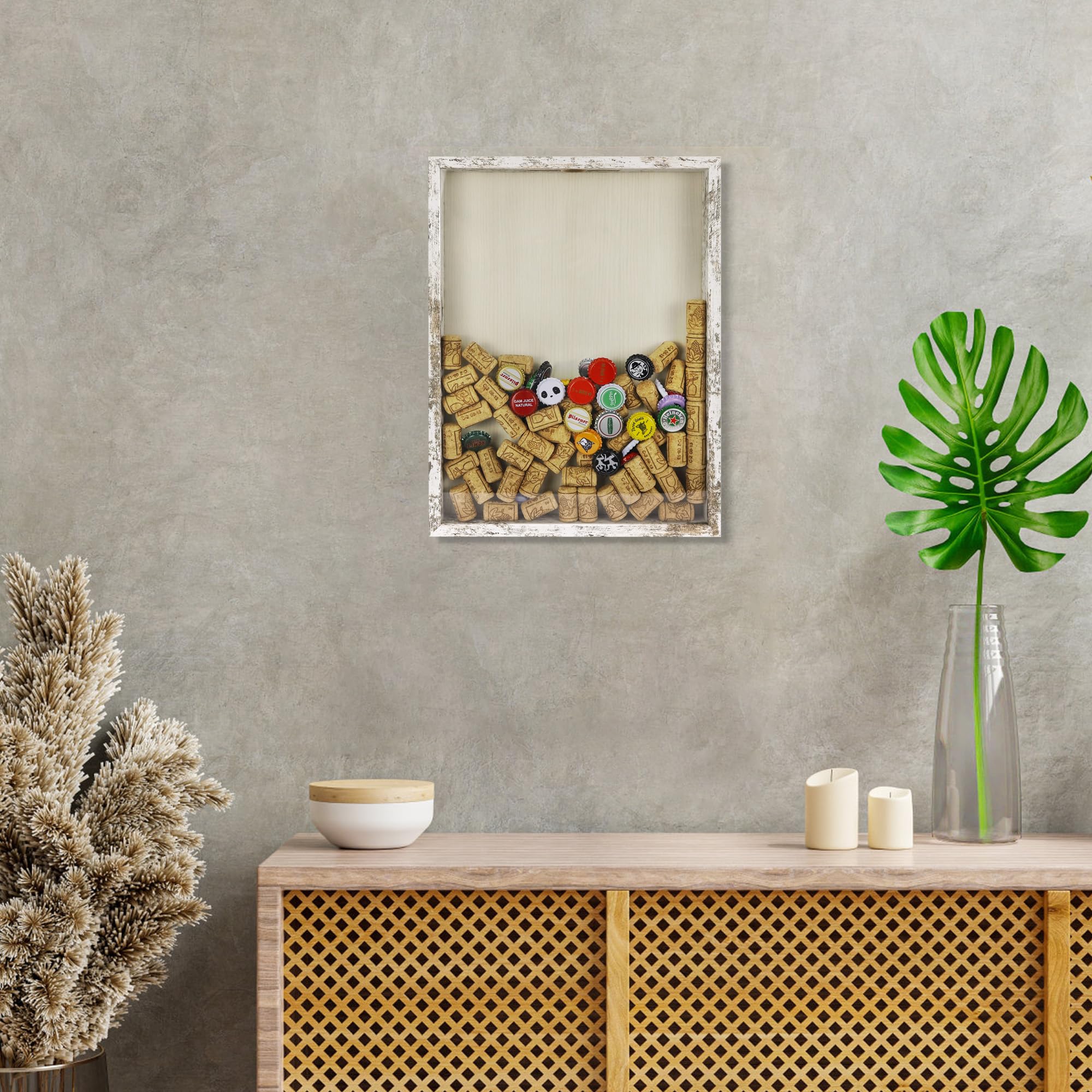Cornice grande per ombre, 30,5 x 40,6 cm, con fessure e apertura dall'alto, con finestra in vetro HD e fessura sulla parte superiore della cornice, scatola dei ricordi per foto, cimeli,