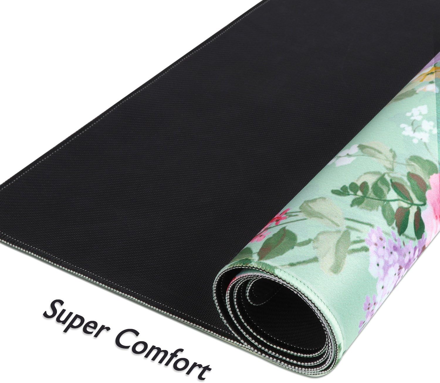 iLeadon Desk Pad Protector, Large Gaming Mouse Pad 35.1 x 15.75-inch 2.5mm Thick, Cute Desk Decor, Office Desk Writing Pad with Non-Slip Rubber Base for Home Office Work Accessories, Green Pink Rose