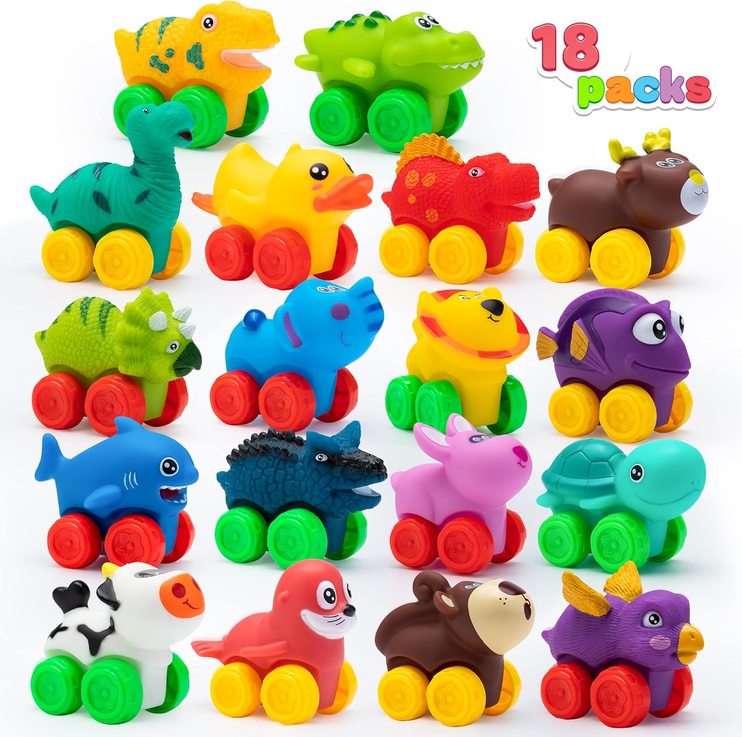 JOYIN 36 Pcs Soft Rubber Car Set Toy, Baby Mini Toy Vehicles, Bath Toy Car for Boys and Girls, Babies Christmas Birthday Gift, Summer Beach and Pool Activity, Party Favors for Kids