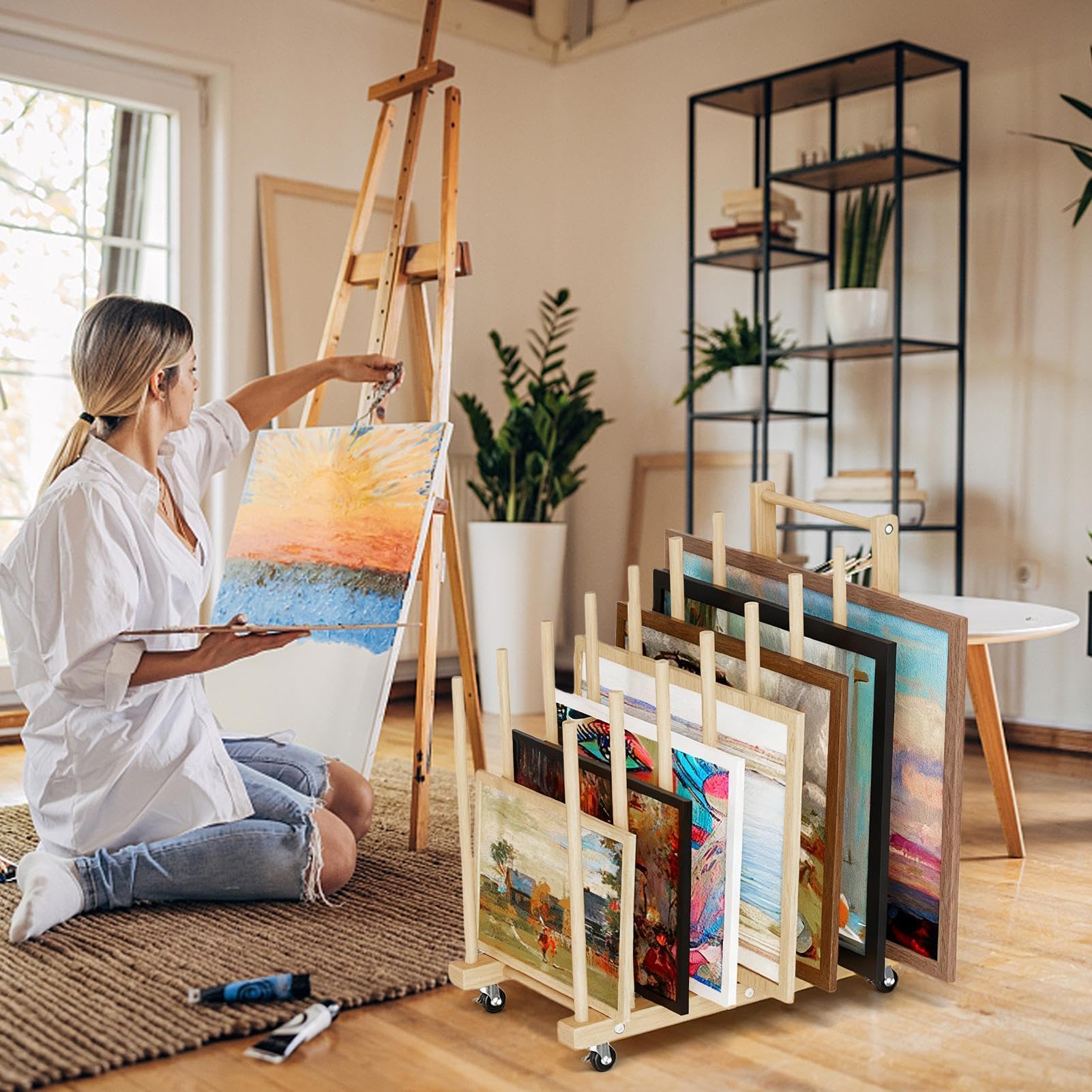 Generisch Estantería para Almacenar Arte - Soporte Duradero para Exposición,Almacenamiento para Lienzos,para Obras De Arte Pósteres Estudio Escritorio Papel