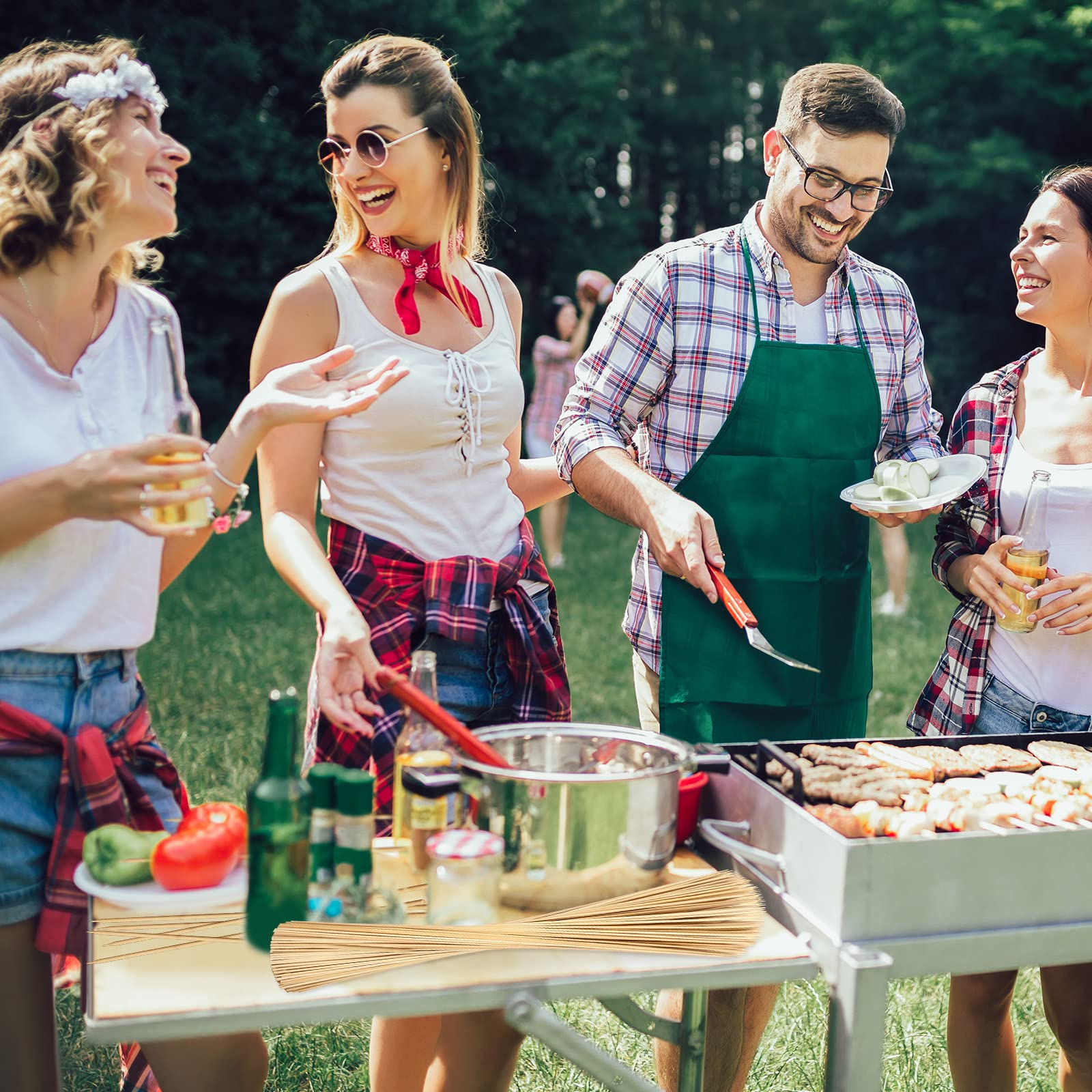 180 Stück Bambus-Marshmallow-Bratstäbchen, große Smores-Spieße, Einwegspieße, 76,2 cm, extra langer Stab, 5 mm dicke Stäbchen für offene Feuerbräter, Grill, Hot Dog Camping Schaschlikwurst