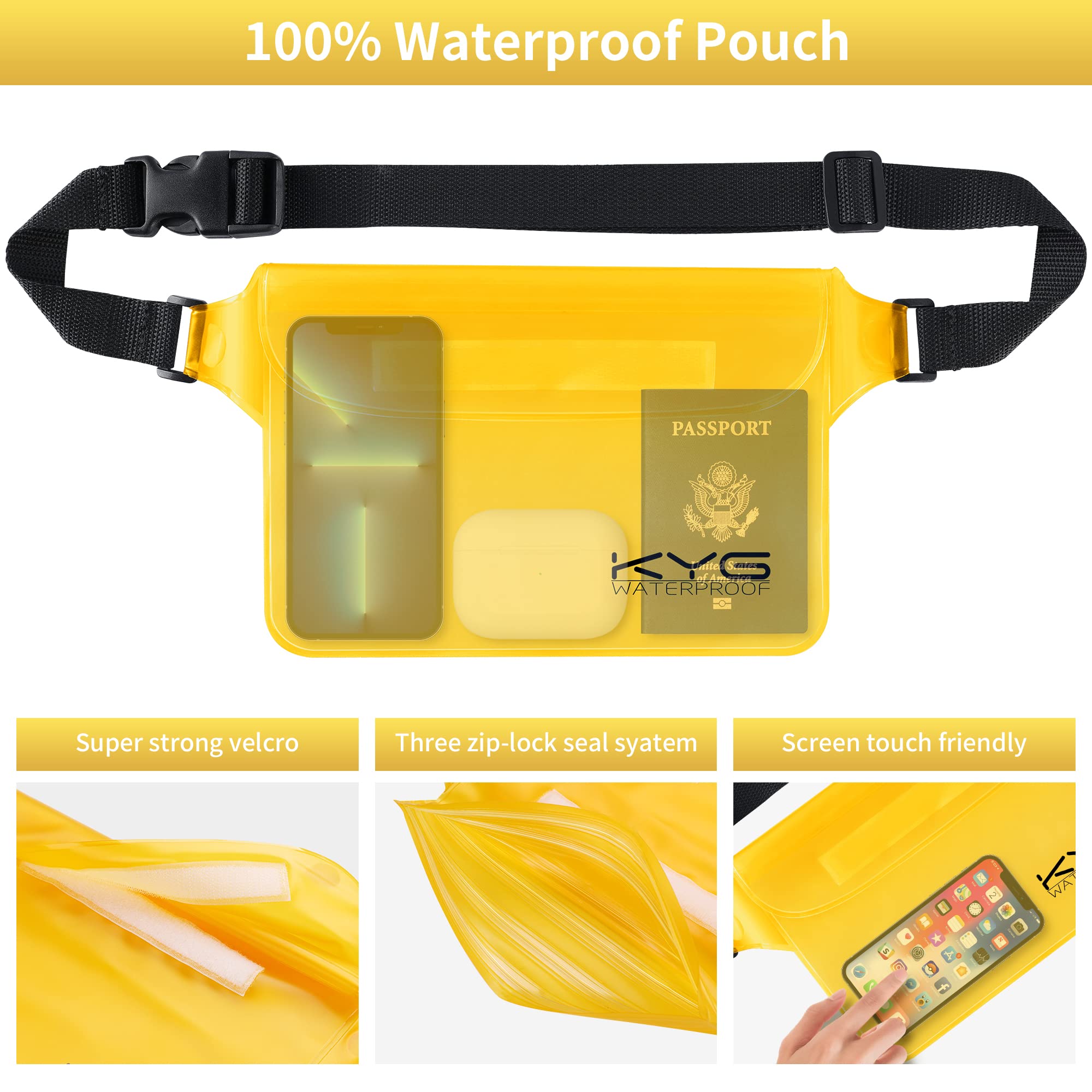 KYG Borsa Impermeabile a Tracolla Regolabile Dry Bag 5L/10L/20L Kit 3 in 1 Marsupio impermeabile, custodia per cellulare Waterproof Zaino Per Nuoto Trekking Surf Rafting Campeggio