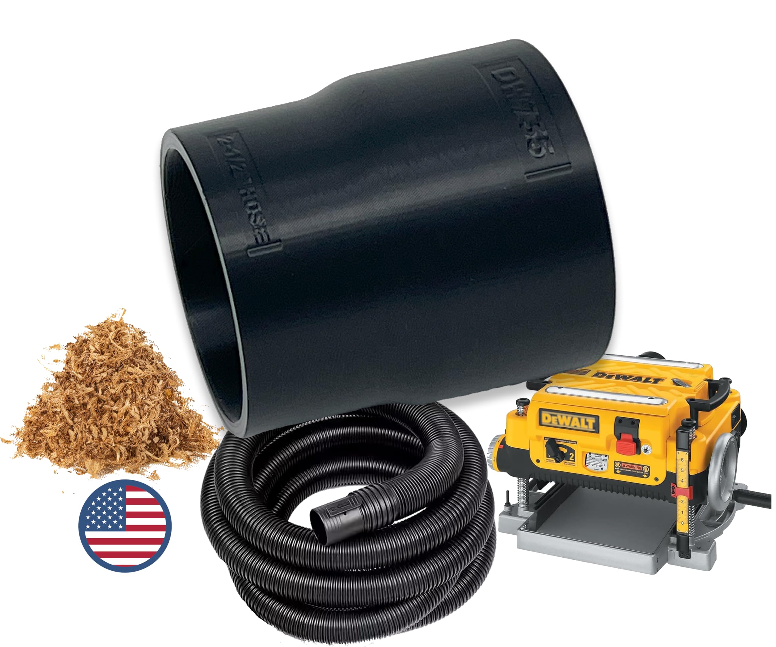 Hose Adapter for DeWalt DW735 & DW735X Planers - Made in USA (2-1/2" Hose)