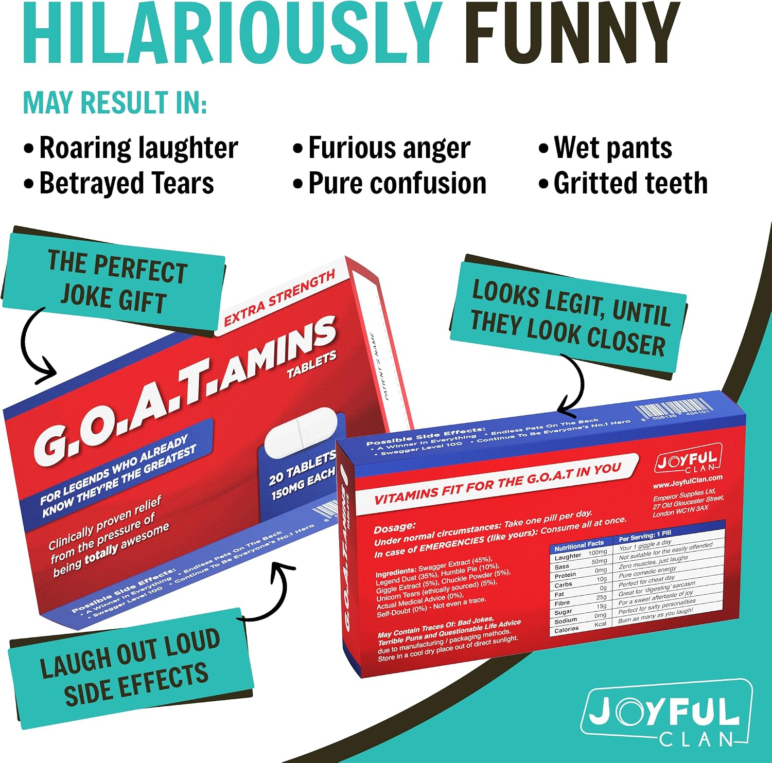 GOATamins Thank You Gift Box – Staff Appreciation Recognition Gift, You are Amazing Gifts for Women & Men, Proud of You Congratulations on Promotion, Goat Trophy Xmas Secret Santa Stocking Filler