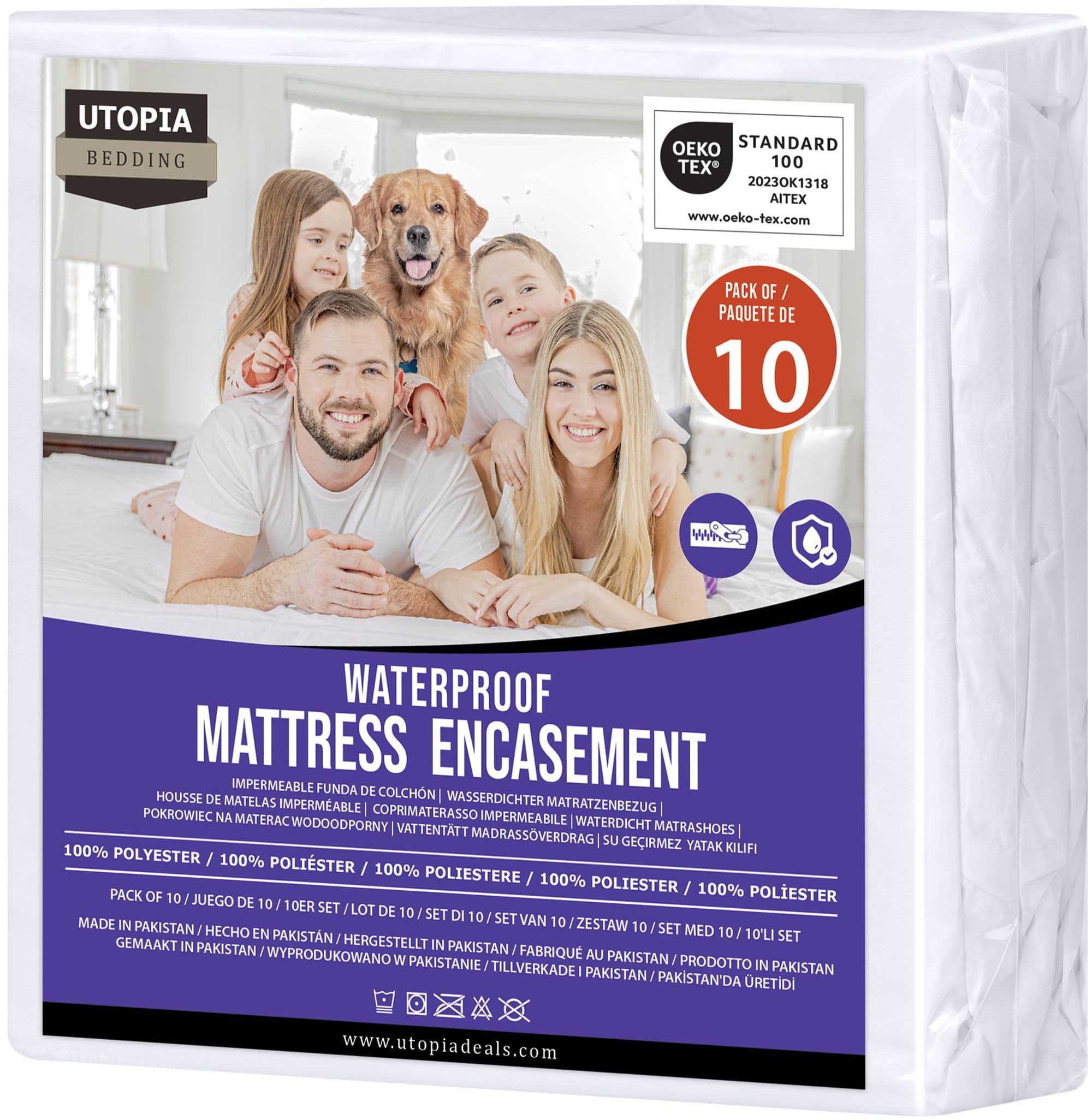 Utopia Bedding White Premium Waterproof Mattress Encasement Double Bed (135 X 190 X 30 Cm) Pack Of 10, Zippered Mattress Protector, Bed Bug And Dust Mite Proof Mattress Cover,