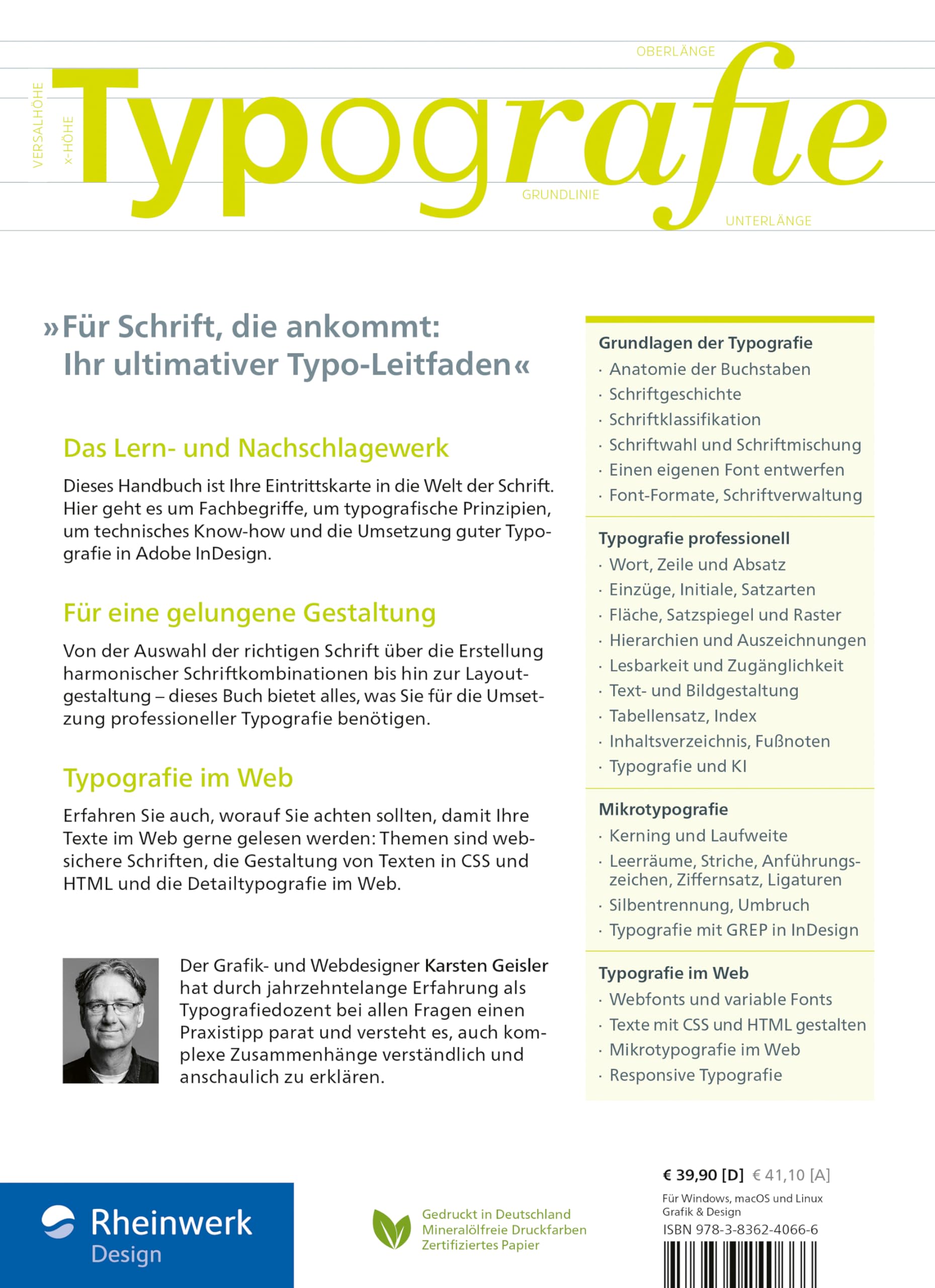Typografie: Das umfassende Handbuch. Alle Aspekte der Mikro- und Makrotypografie in Print, Web und mobil