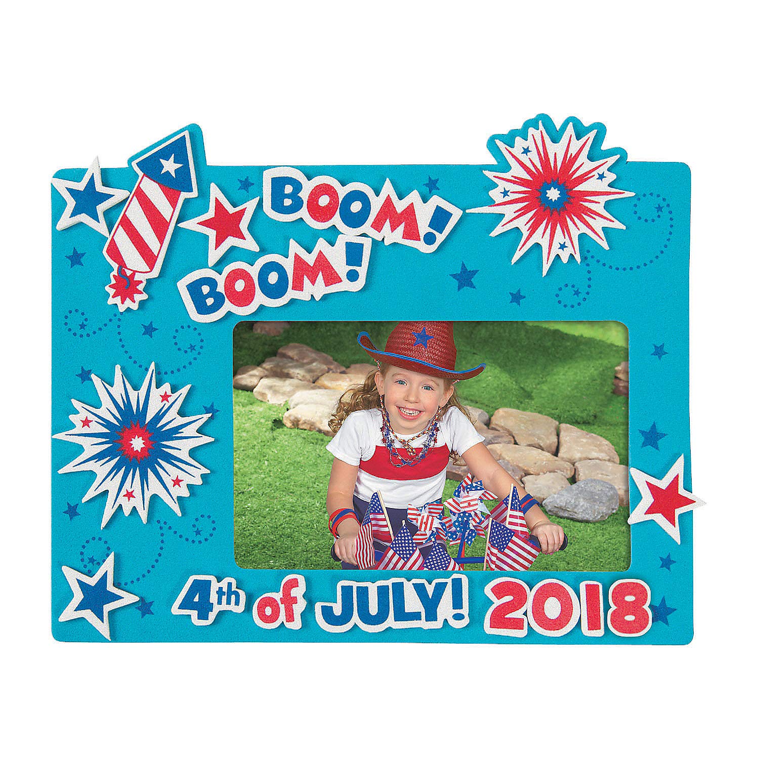 Fun Express4th of July Picture Frame Magnet Craft Kit - Makes 12 - DIY Crafts for Kids