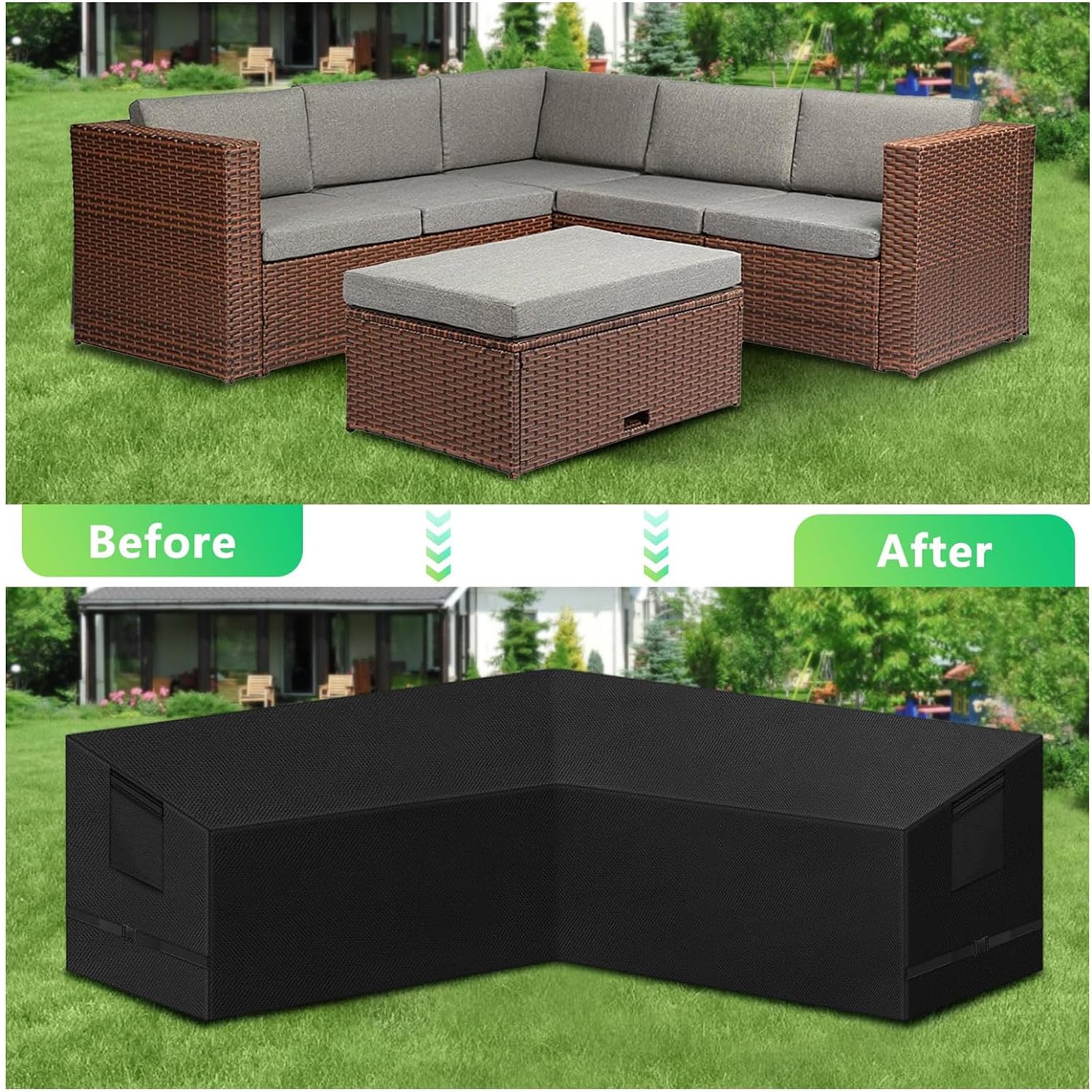 Outsunny Copertura Impermeabile Per Divano Angolare In Rattan – Protezione UV E Antivento, 250x250 Cm