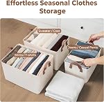 StorageWorks Fabric Storage Bins, Large Closet Organizers and Storage for Clothes, Storage Baskets for Shelves, Linen Storage Box with Handles & Metal Frame, Natural Color, 2-Pack