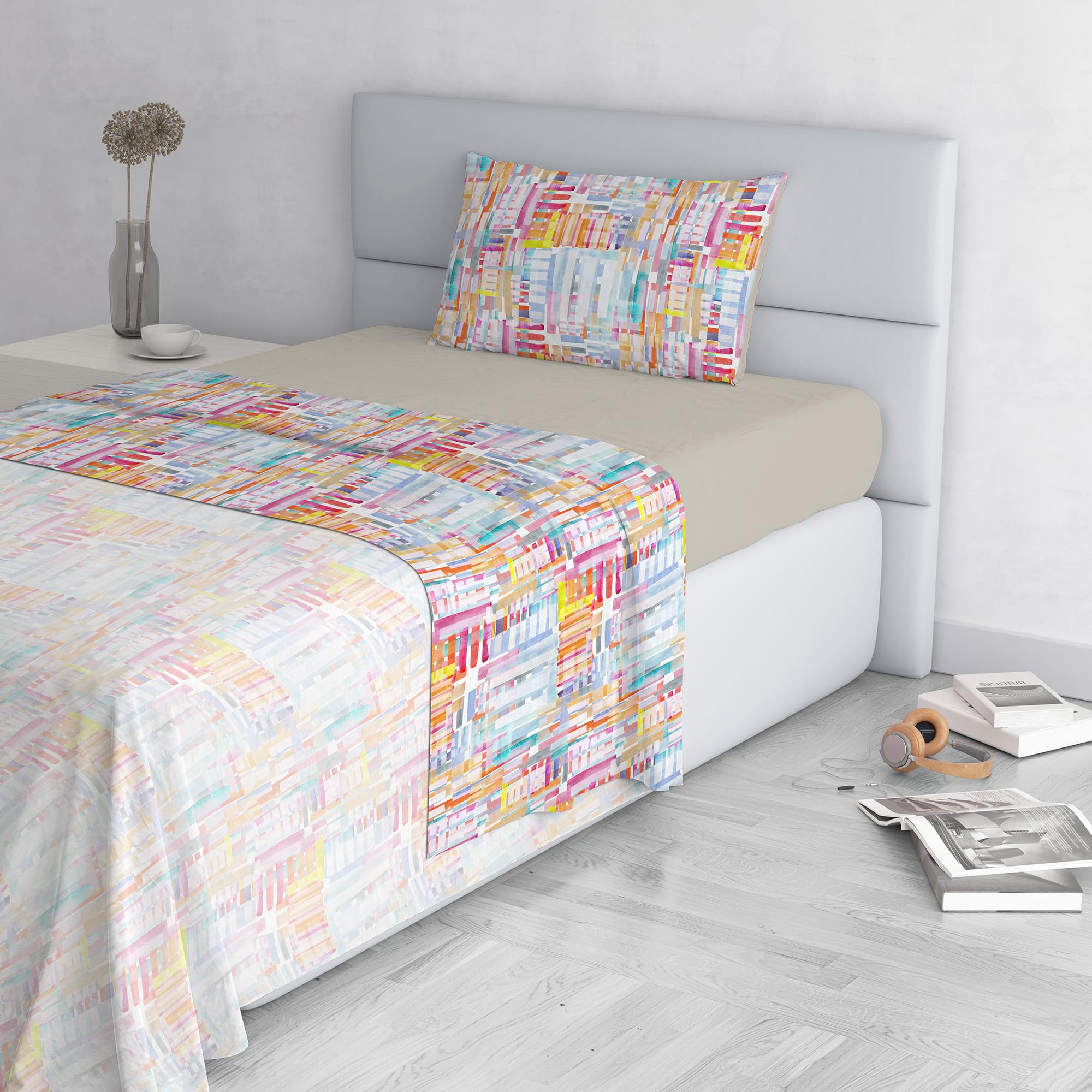 Francis Fashion Bed Sheet Set, Made in Italy, Soft Microfibre Bed Set, Bottom Sheet with Corners