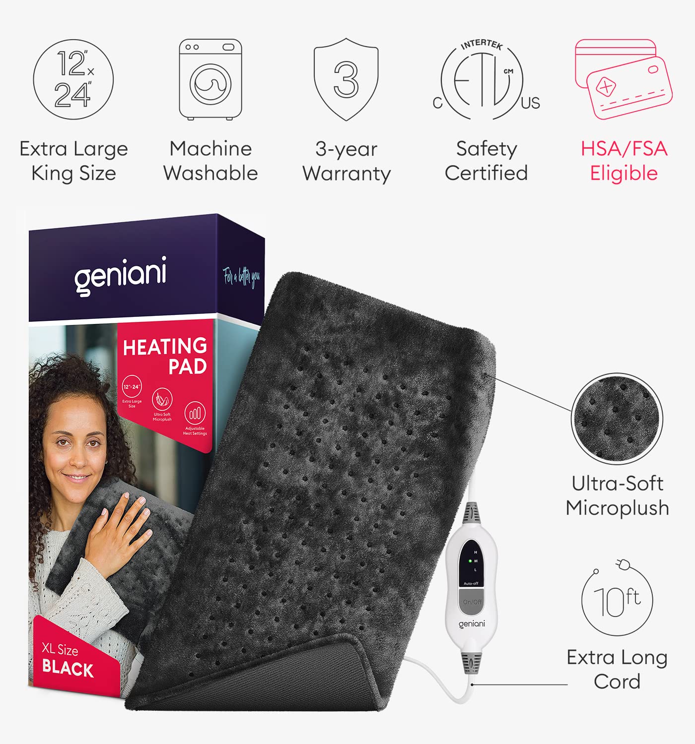 Geniani heating pad dry and moist heat therapy and Clearance