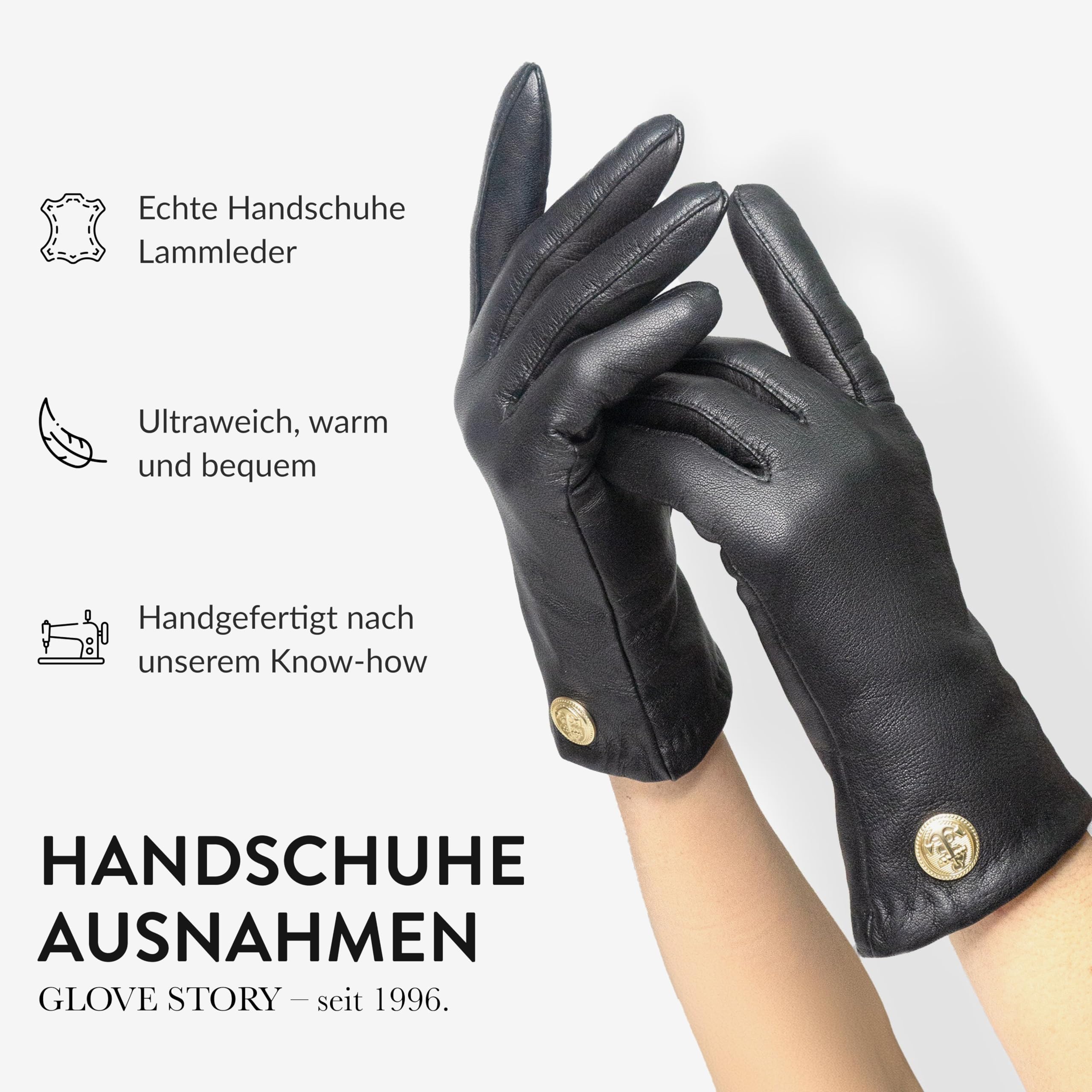 GLOVE STORY Damenhandschuhe aus Lammleder mit 100% Kaschmirfutter - Premium-Handschuhe aus elegantem, weichem und bequemem Material - Warme Winterhandschuhe für Damen in Handarbeit gefertigt
