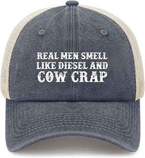 Real Men Smell Like Diesel and Cow Crap Trucker Hat Men Trendy Mesh Cap for Summer