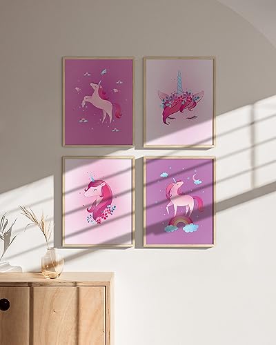 Miniatura 5 de Haus and Hues - Juego de 4 impresiones artísticas de unicornio y arte pop, decoración de pared y pintura, decoración de unicornio y póster para