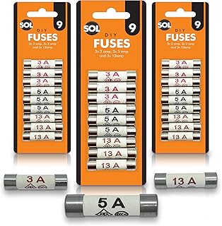 27pcs Fuses Mixed Household UK | 13 Amp Fuses UK | 5 Amp Fuses UK | 3 Amp Fuses UK | Ceramic Tube Fuses | Household Domestic Main Plug Fuses | 13a Fuse 5a Fuse 3a Fuse Assortment Kit | Fuse Cartridge